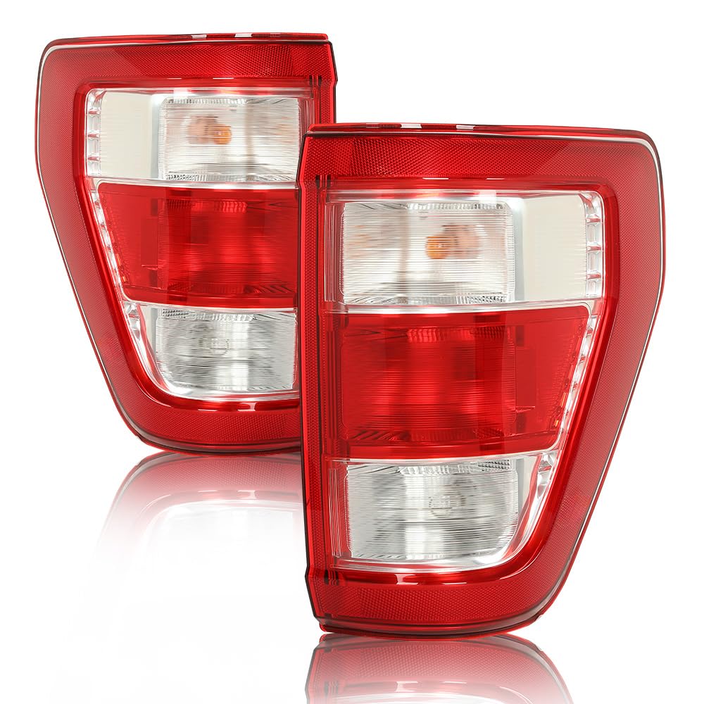 CNNELL Tail Lights Assembly Compatible with Ford F150 XL 2021-2023,Fit for w/Factory Incandescent and w/o Blind Tail Lamp Spot T