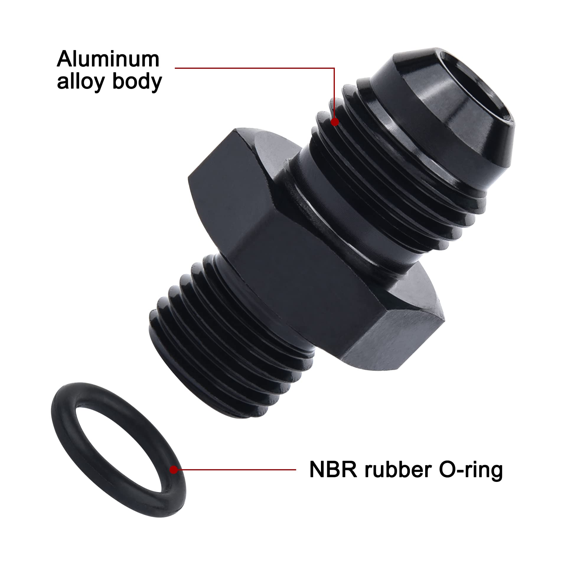 Evil Energy 6An Male Flare To M12 X 1.25Mm Male Metric Fitting Adapter Aluminium Alloy 2Pcs