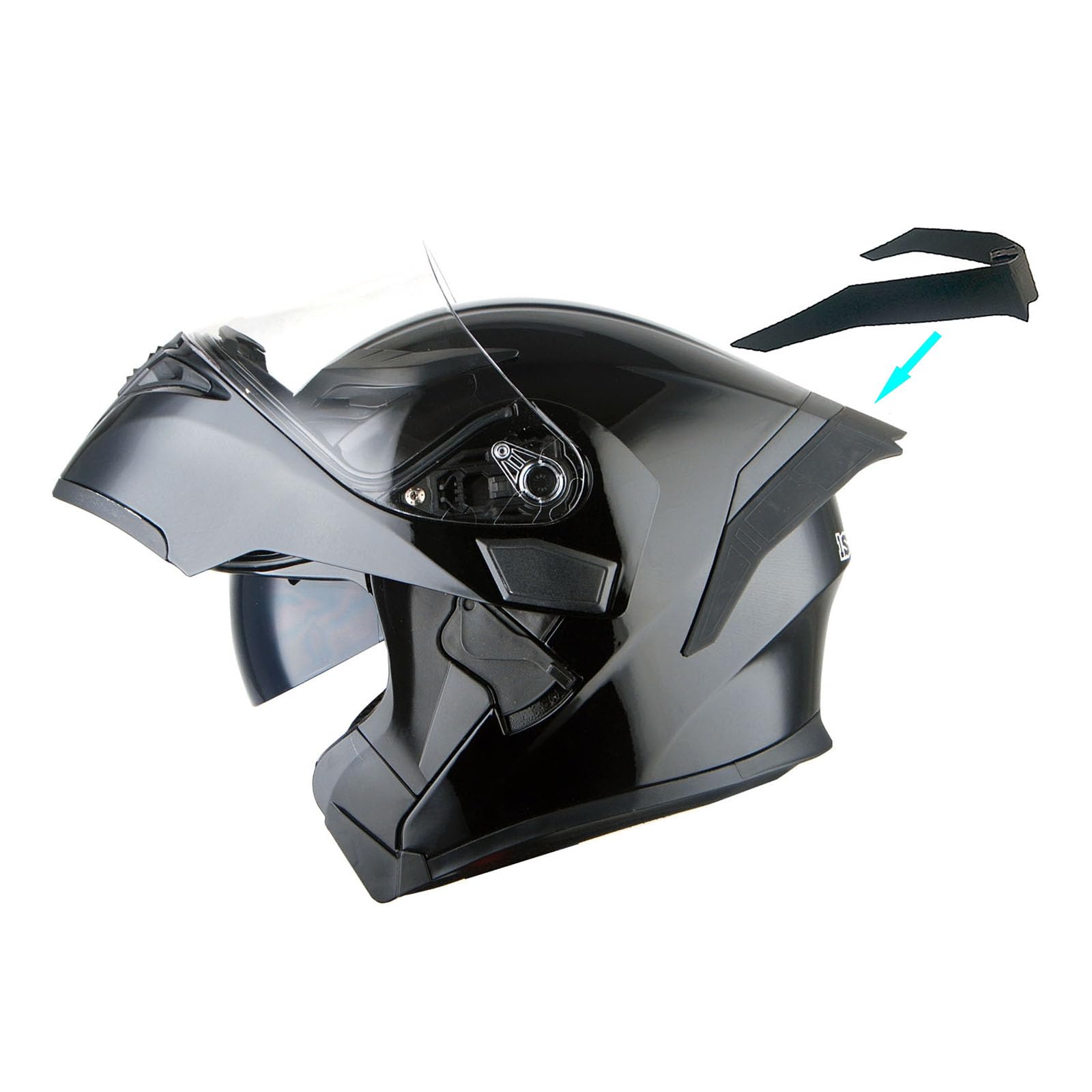 1Storm Motorcycle Modular Full Face Helmet Flip Up Dual Visor Sun Shield: Hb89 Glossy Black