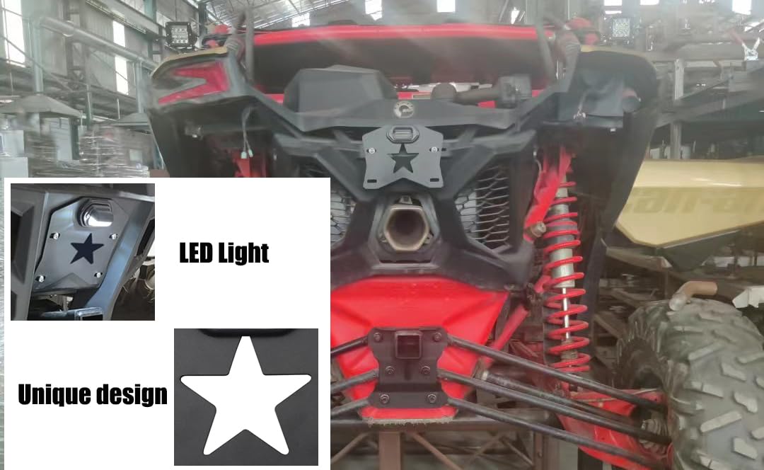 Pikioraz Utv License Plate Bracket, Rzr License Plate Holder With Led Light, Aluminum Universal License Plate Frame Mount For Po
