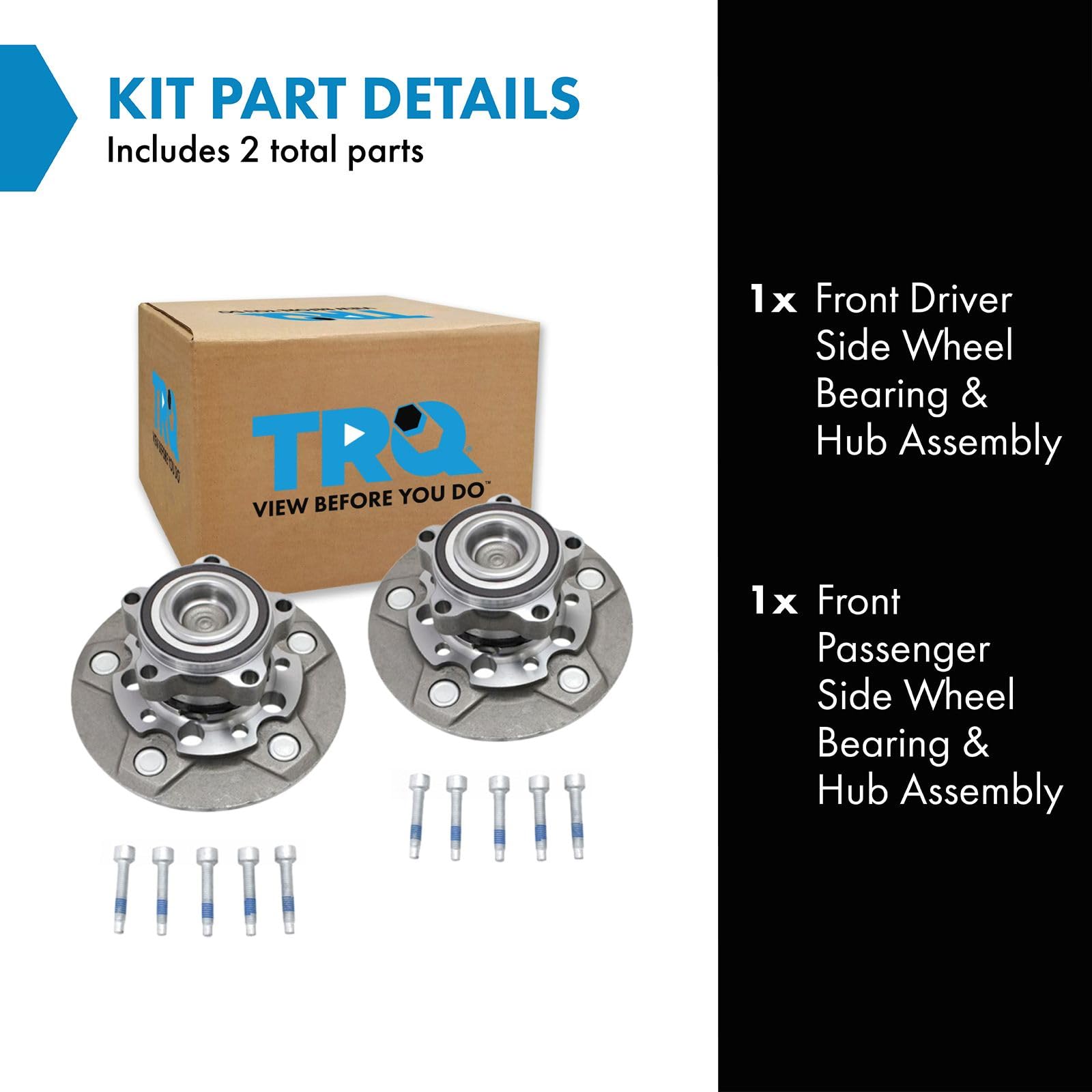 TRQ Front Wheel Bearing & Hub Assembly Set with ABS Sensor, 2015-2019 Ford Transit-150/250/350, Model BHA52125, Metal