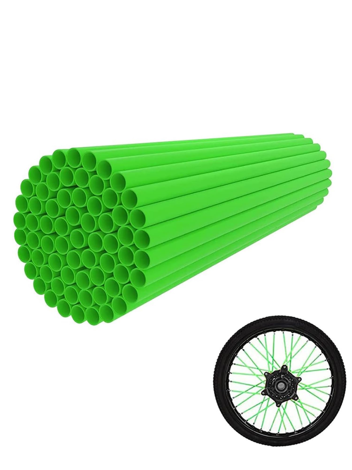 Jfg Racing Spoke Skins Covers,72Pcs Green Dirt Bike Spoke Covers Wheel Rims Wraps Pipe Trim For 8''-21'' Rims Kx250F Kx250 Kx125