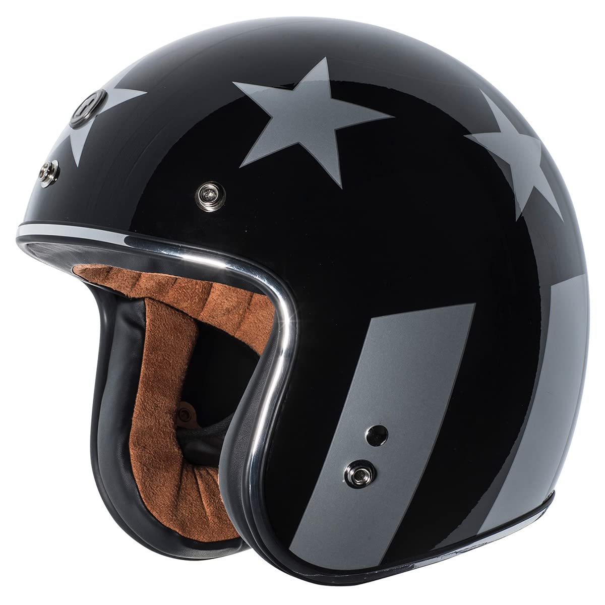 Torc Unisex-Adult Open-Face Style T-50 3/4 Retro Motorcycle Helmet With Graphic (Gloss Black Captain, Xx-Large)