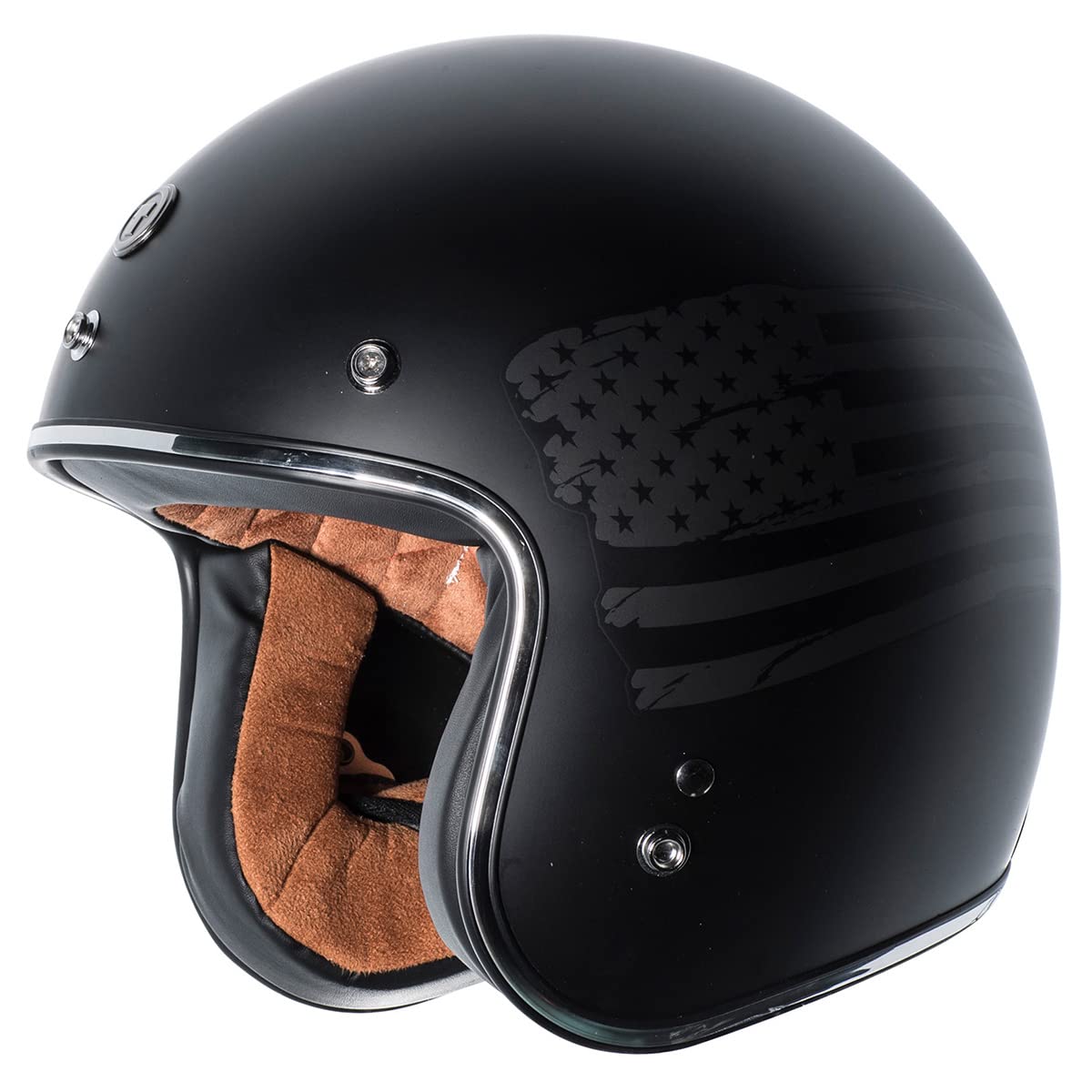 Torc T50 Route 66 3/4 Helmet With 'Black Flag' Graphic (Flat Black, Small)