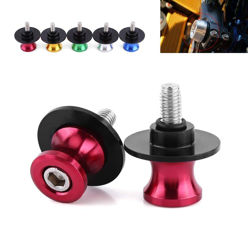 Suuonee Swing Arm Spool, 2Pcs 6/8/10Mm Motorcycle Cnc Rear Stand Swing Arm Spool Sliders Stand Swingarm Bobbins(8Mm Red)