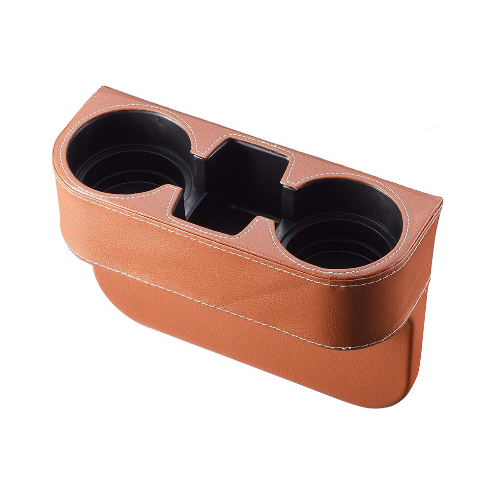 Atmomo Brown Multifunctional Car Cup Holder Car Seat Organizer Gap Filler Bottle Phone Storage Organizer