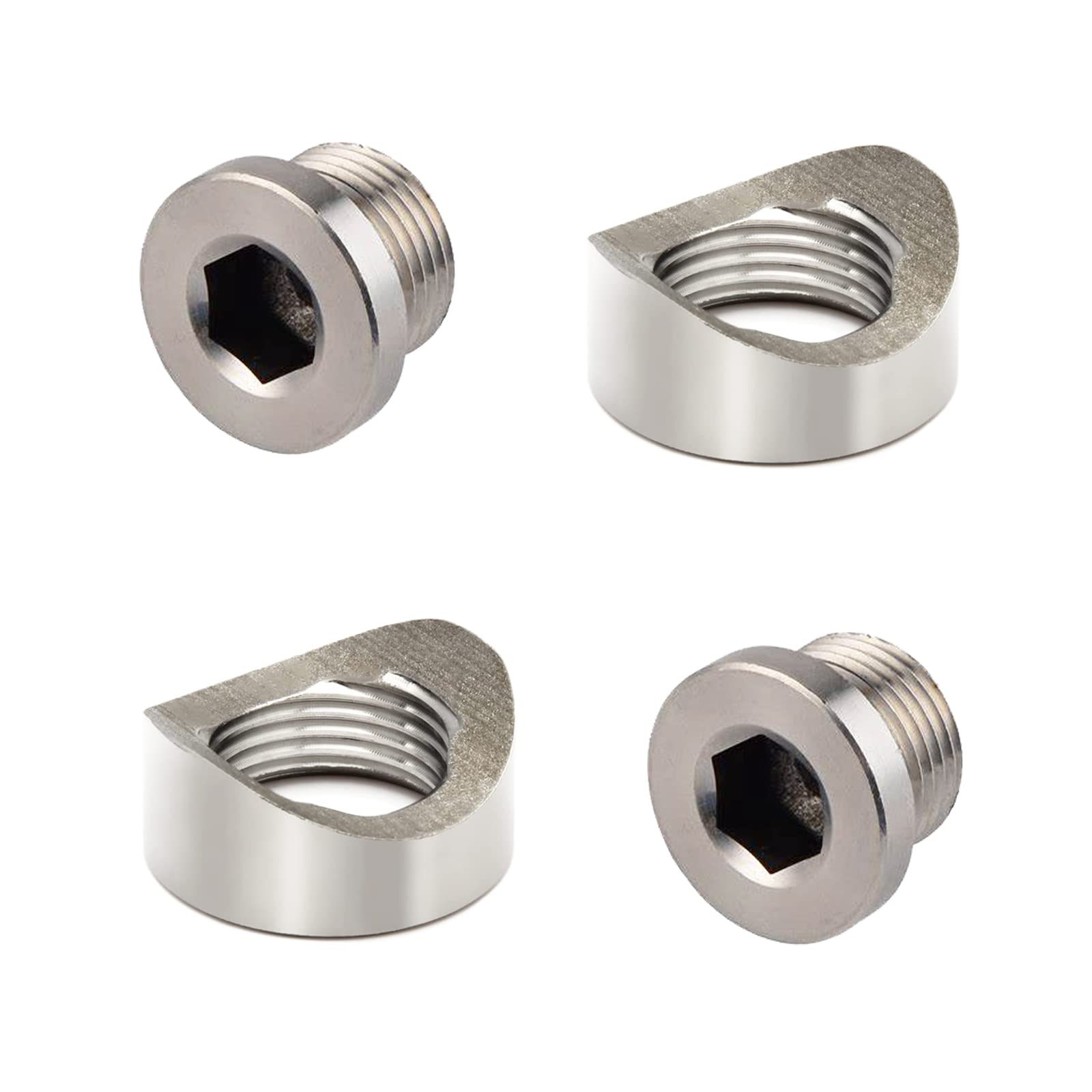 I Little Bamboo O2 Sensor Bung, Stainless Steel Oxygen Sensor Mounting Bungs and Plugs, M18 X 1.5 Thread Notched Style Oxygen Se