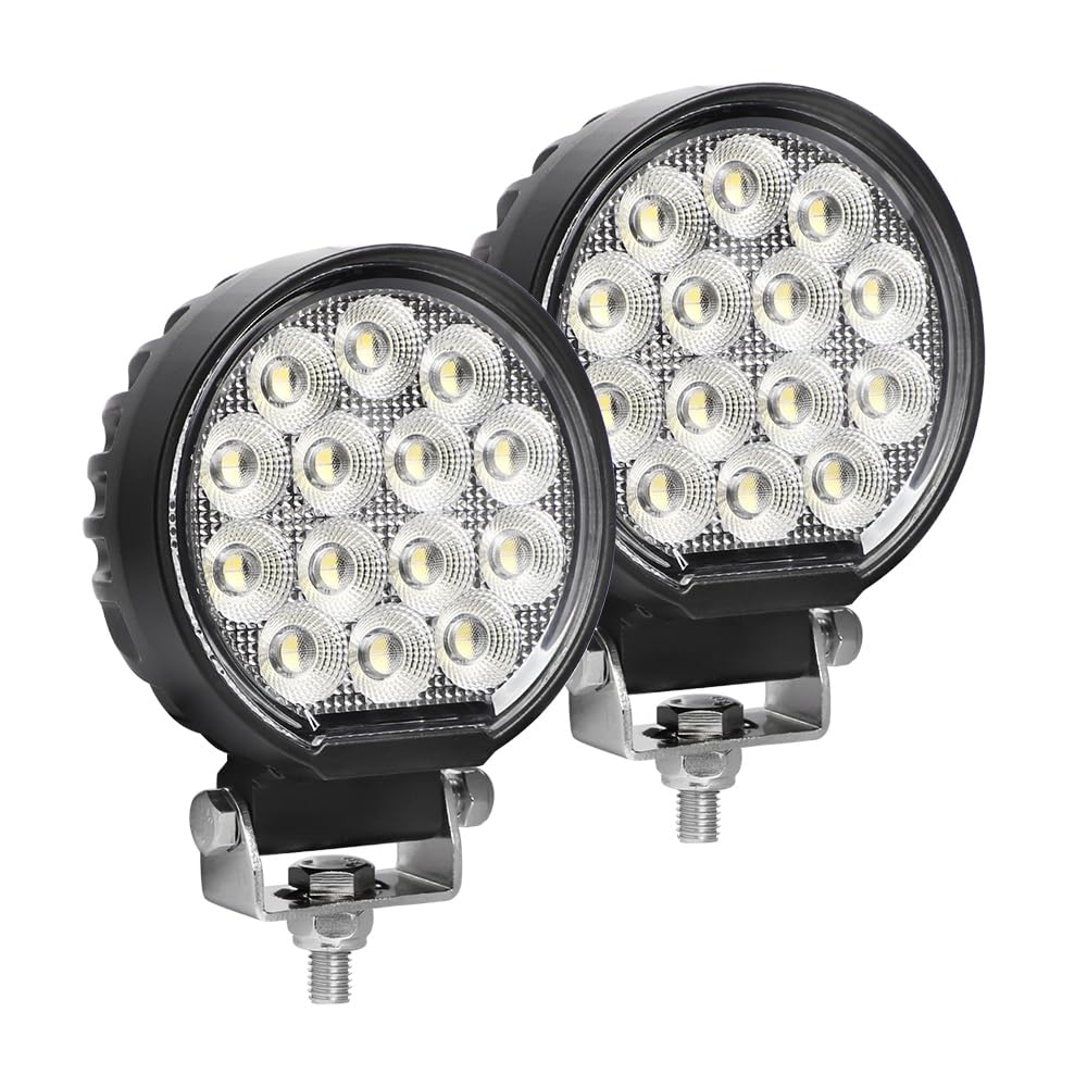 Exzeit 112W Led Tractors Work Lights, 4.5 Inch 150 Beam Flood Light Led Truck Work Light for Forklift Trailer Excavator Bulldoze