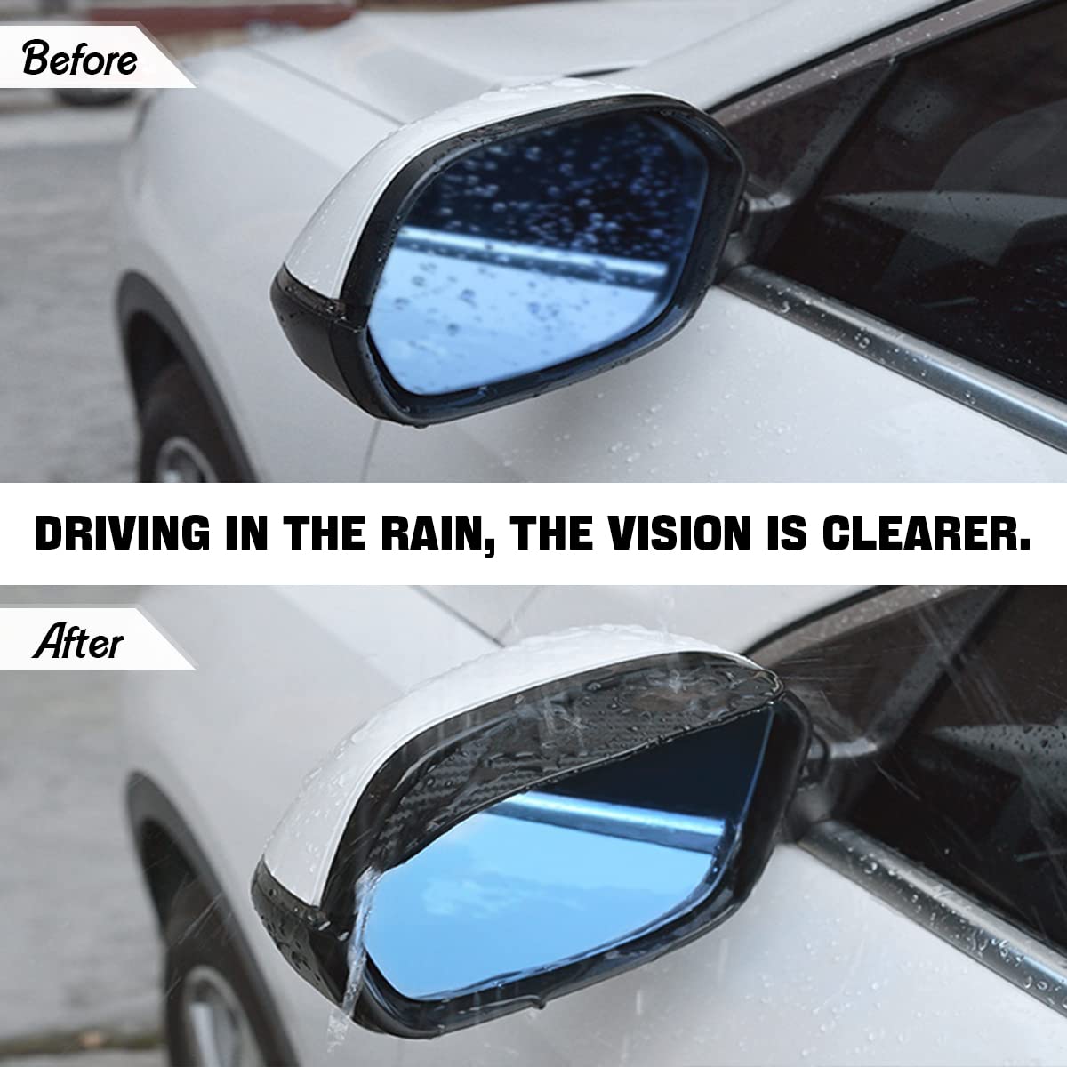 2Pcs Smoke Visor Guards For Car Side Mirrors - Waterproof Carbon Fiber Auto Rain Eyebrows For Cars, Trucks And Suvs - Universal