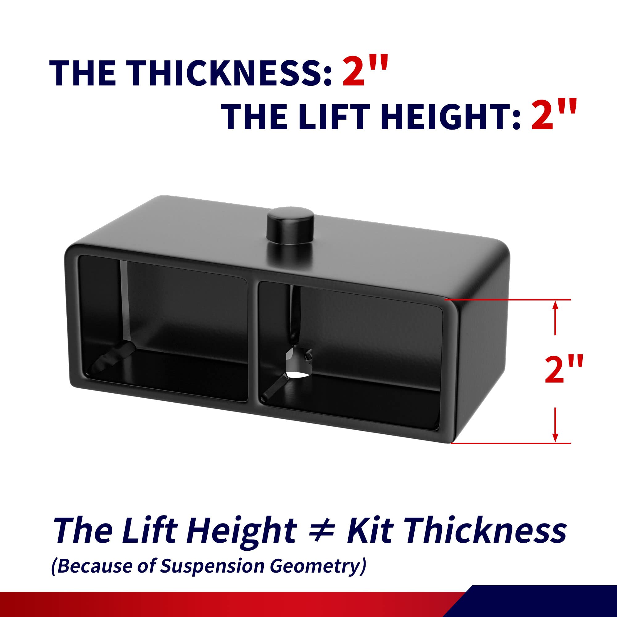 Flycle 2 Inch Rear Lift Blocks For Chevy Silverado 1500 Sierra 1500, 2'' Rear Leveling Kit Extended Square U-Bolts Compatible Wi