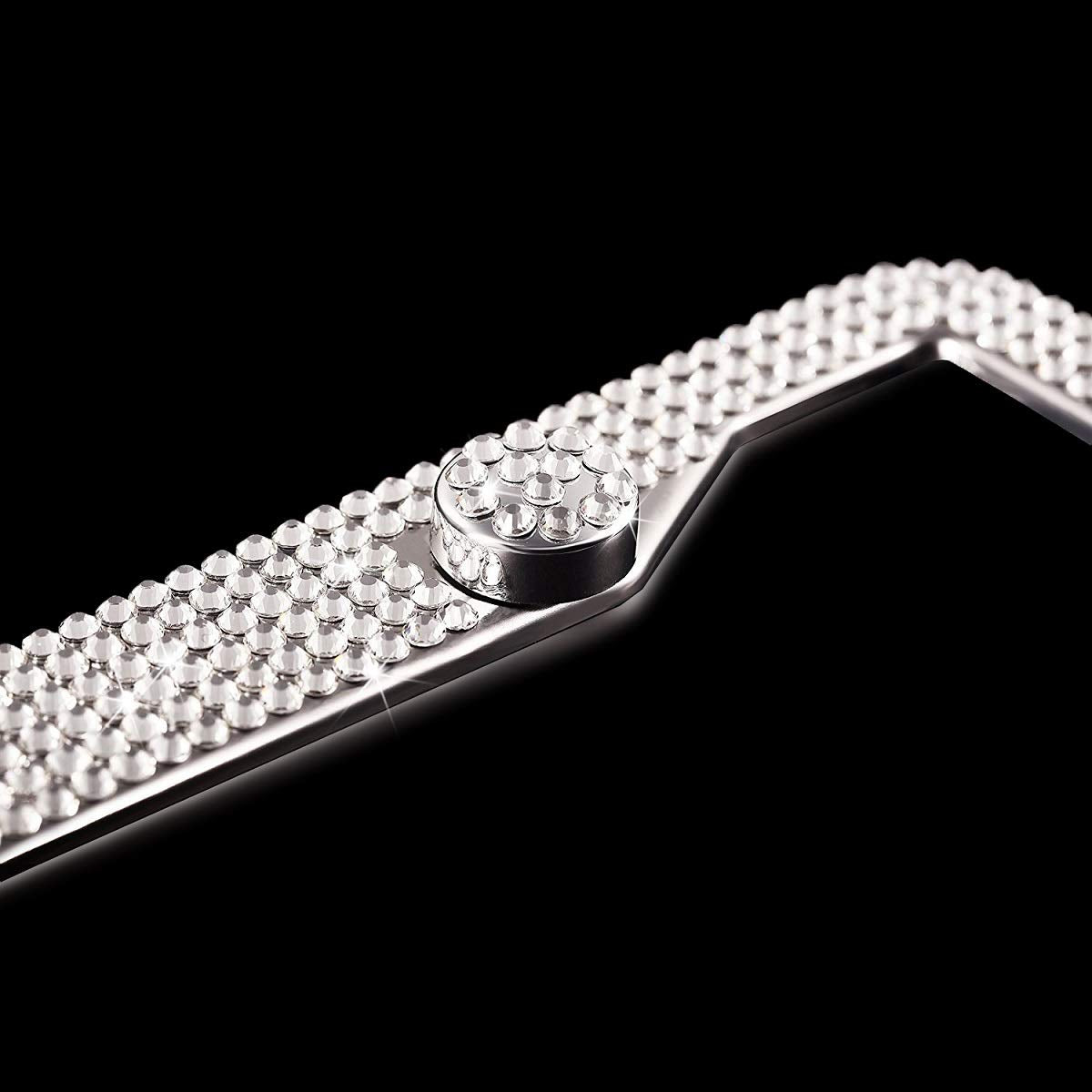 Tzarrot Bling License Plate Frame For Women, Universal Rhinestone License Plate Frame Rust Proof Metal, Bling Car Accessories Fo