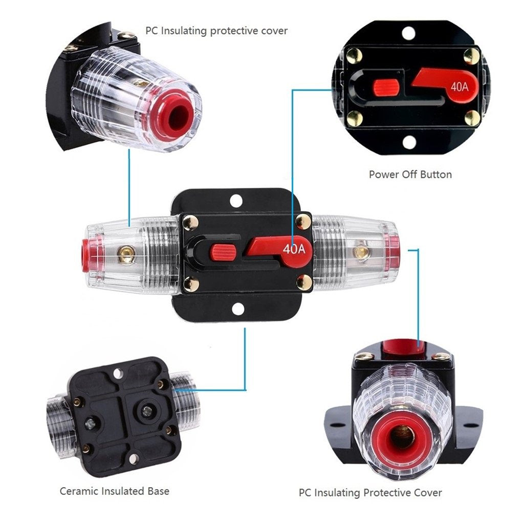 Stetion Car Audio 80 Amp Resettable Fuse Circuit Breaker Car Protect For Audio System Fuse 12-24V Dc For Car Audio Amps Overload