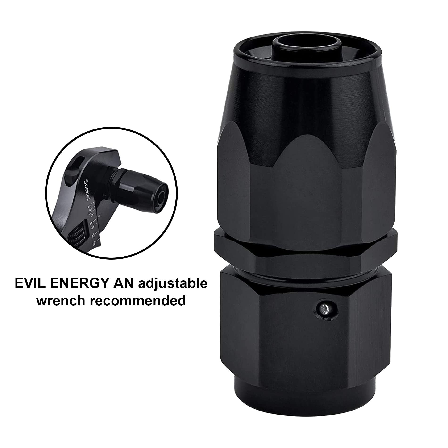 Evil Energy 6An Hose End Fitting Straight Swivel For Cpe Braided Hose Black 2Pcs
