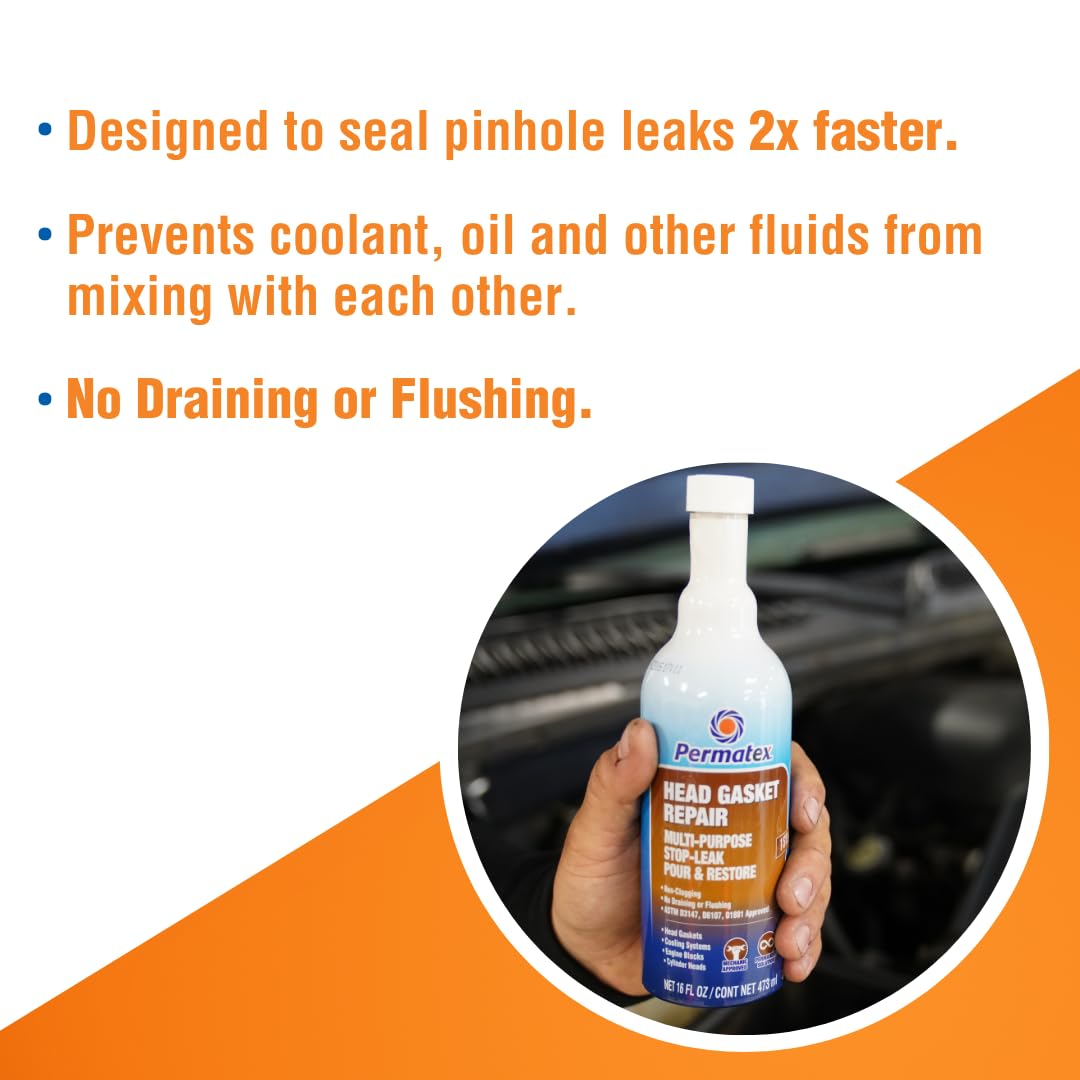 Permatex Head Gasket Repair - Multi-Purpose Stop-Leak, 16 fl oz, Model 30300, Seals and Prevents Future Leaks
