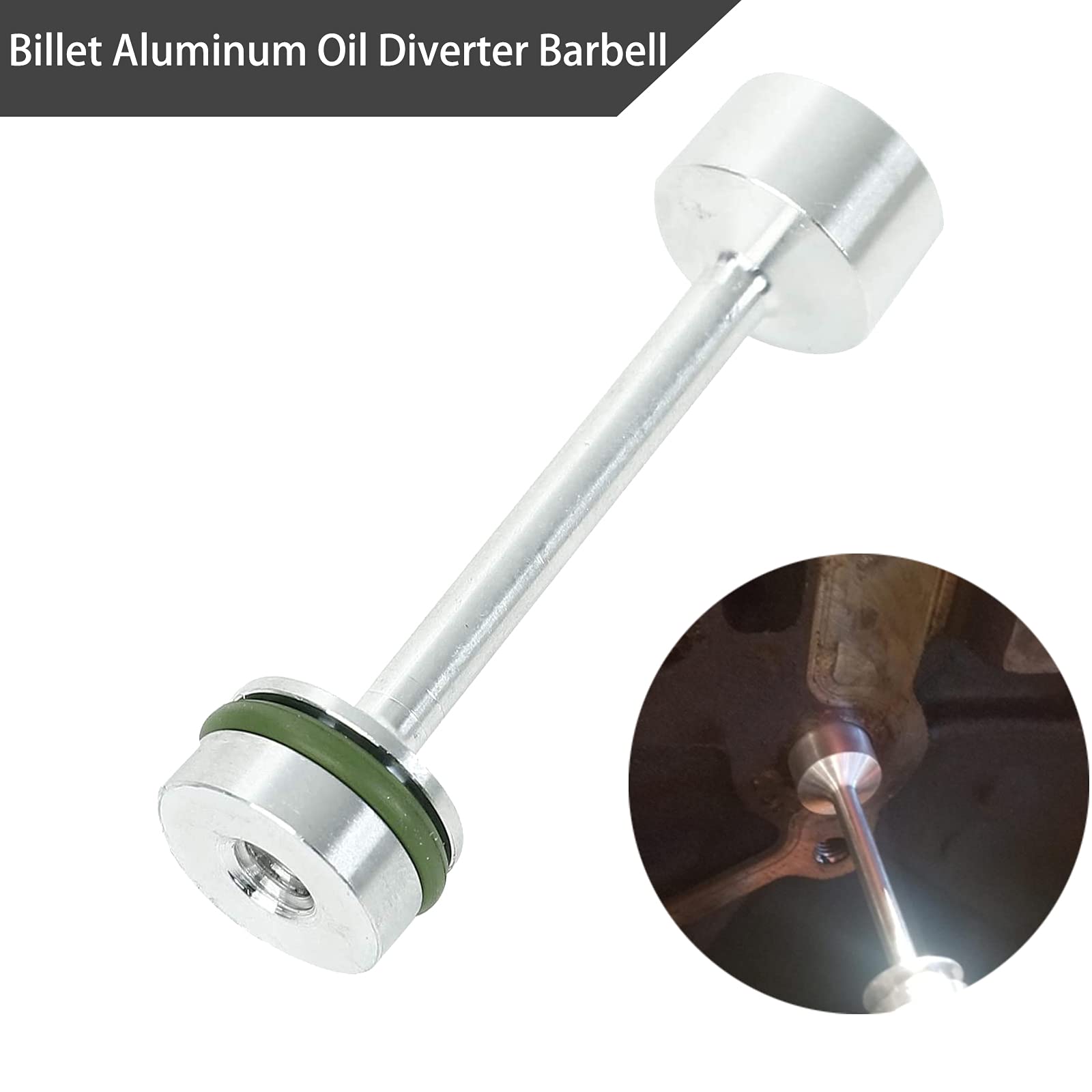 BLACKHORSE-RACING LS Billet Aluminum Oil Diverter Barbell & Valve Plug Kit for GM Gen III & IV LS Engines Model HM1814