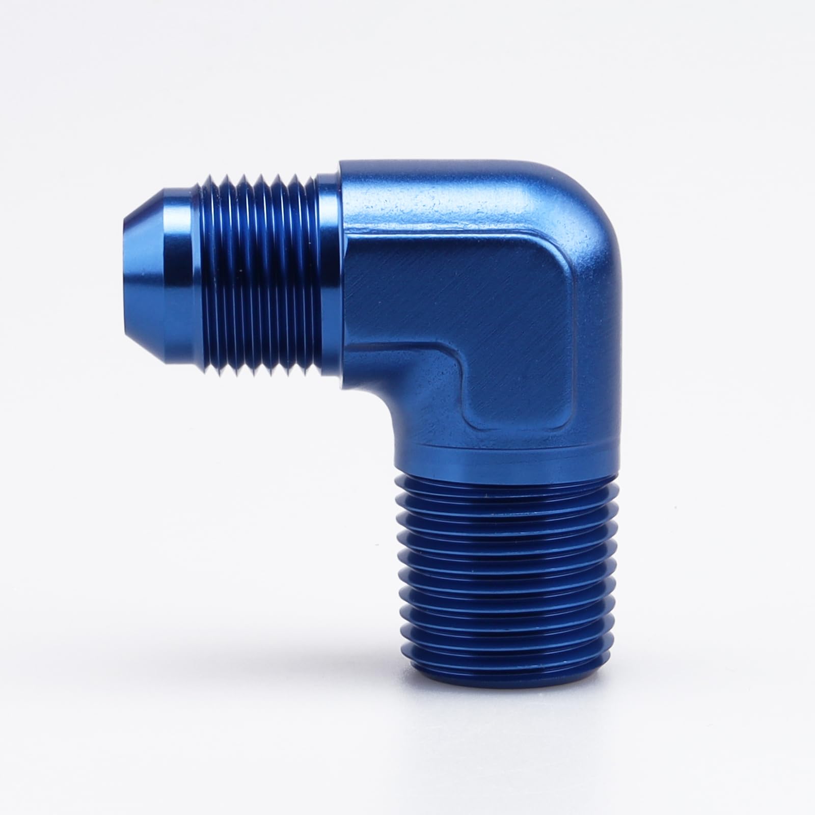 AC PERFORMANCE 90 Degree Elbow -8 AN Male to 1/2  NPT Male Fitting Adapter Connector Aluminum Blue