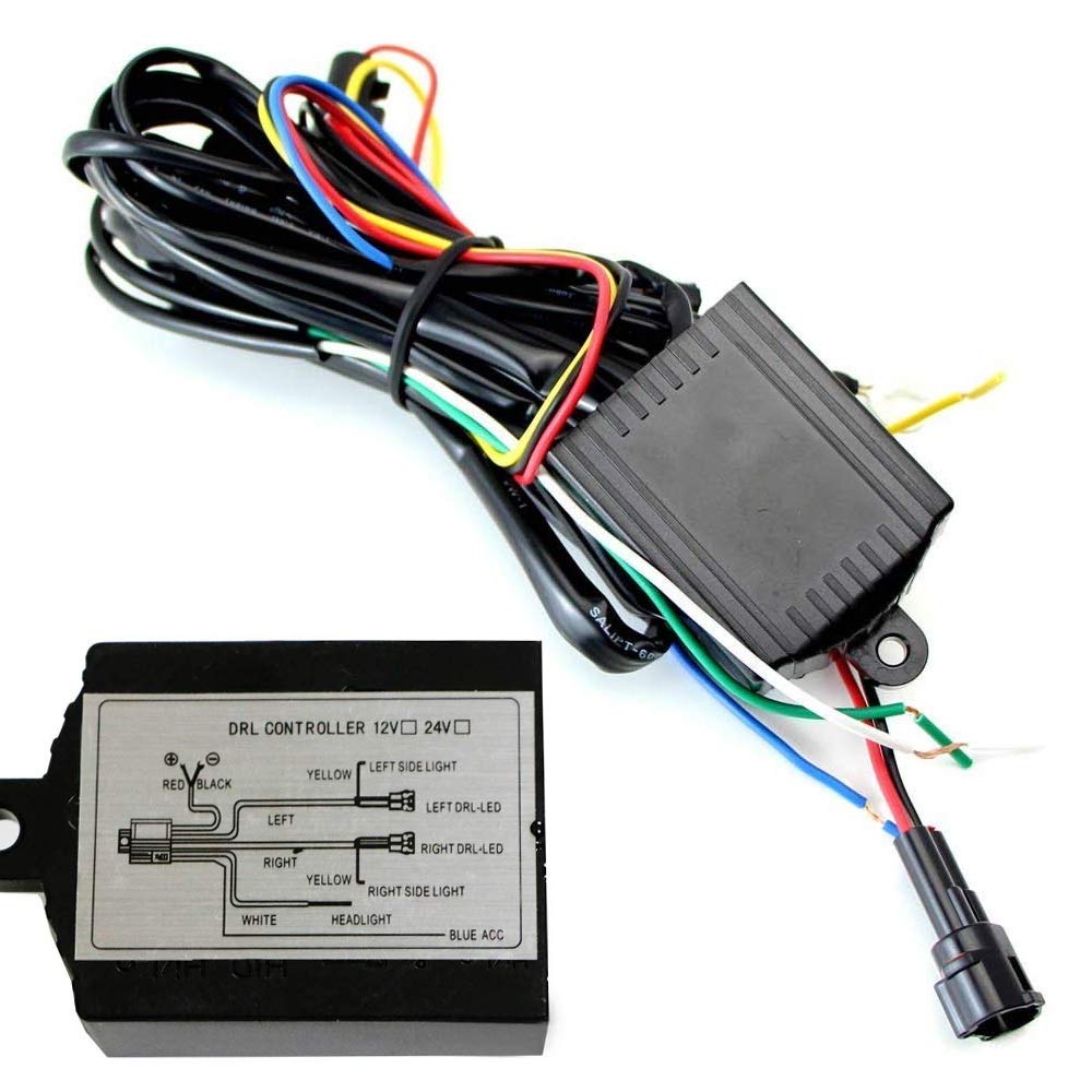 iJDMTOY Universal LED Daytime Running Light Automatic ON/OFF Controller Module Relay for Repair and Custom Retrofit