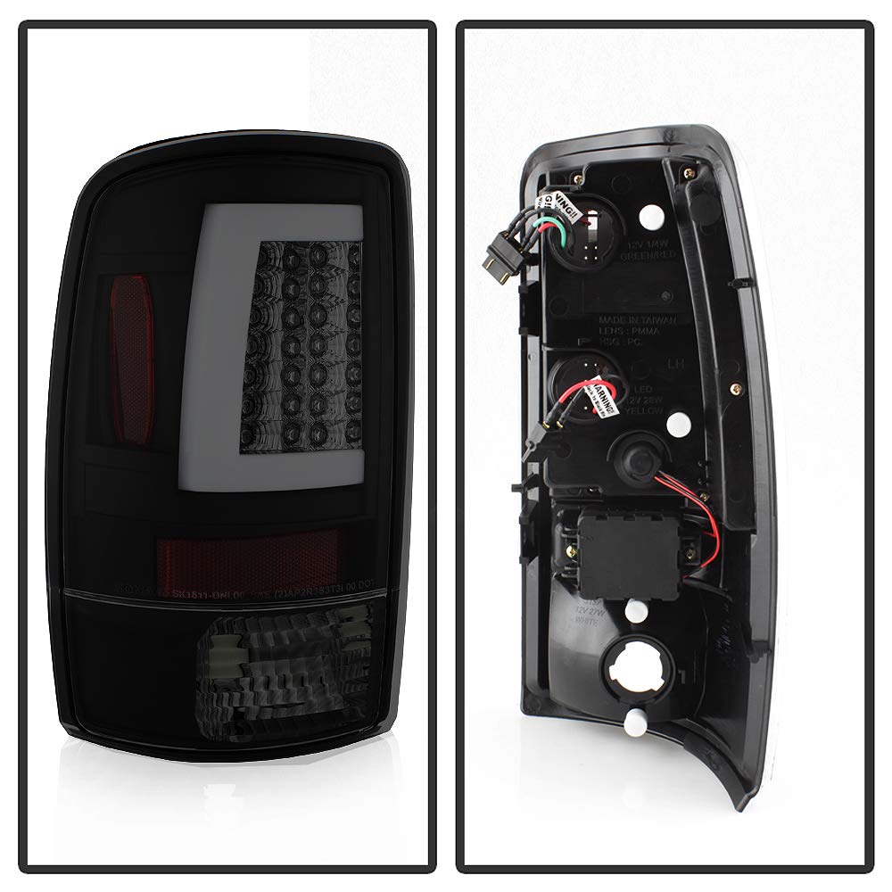 ACANII LED Tube Tail Lights for 2000-2006 Chevy Suburban Tahoe GMC Yukon - Black Smoked, Left+Right Brake Lamps