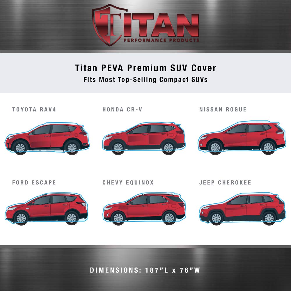 Titan Premium Multi-Layer Peva Car Cover For Compact Suv 170-187''. Waterproof, Uv Protection, Anti-Scratch Protective Lining, D