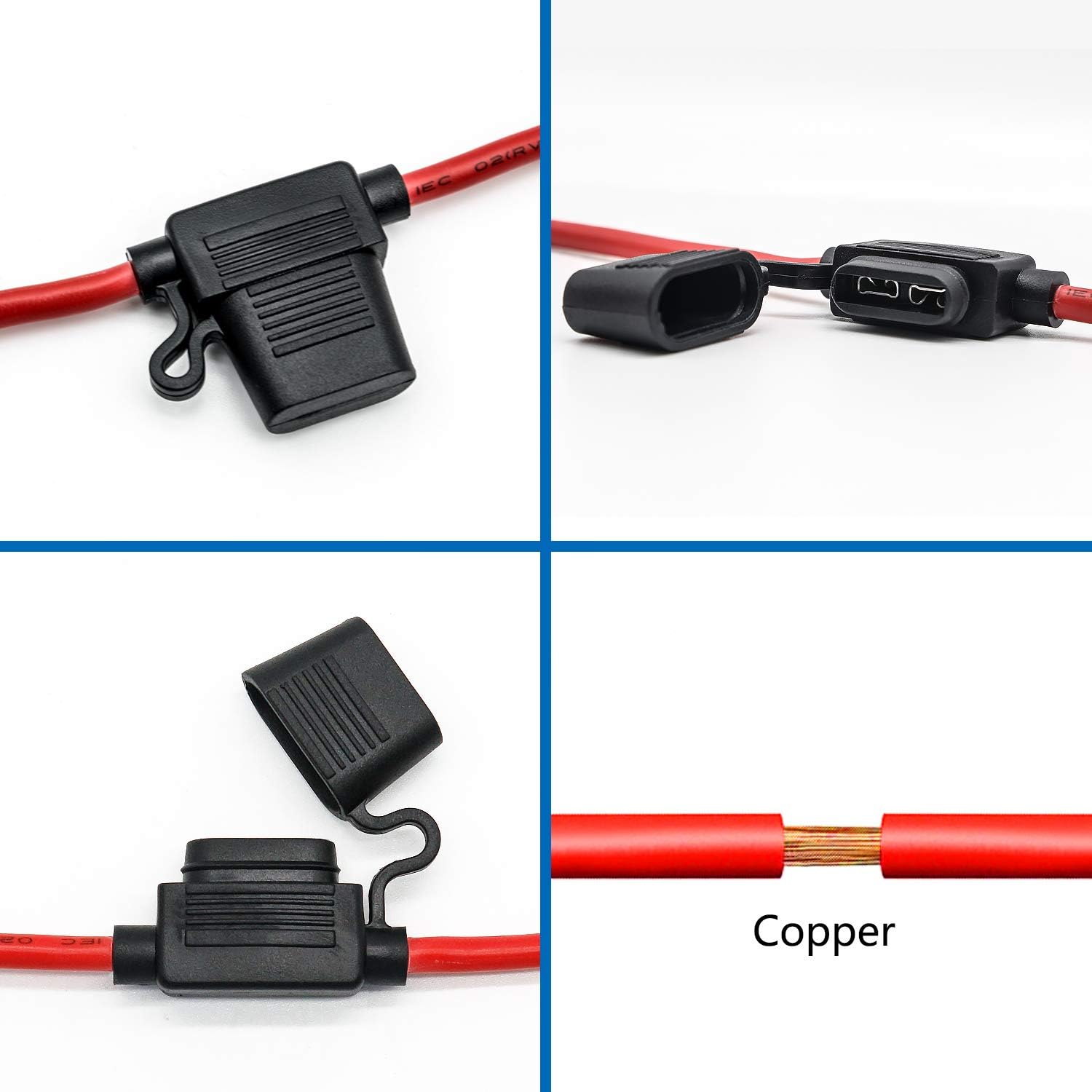 12 Awg Inline Fuse Holder - 12 Gauge Fuse Holder For 30A Blade Fuse (6 Pack)