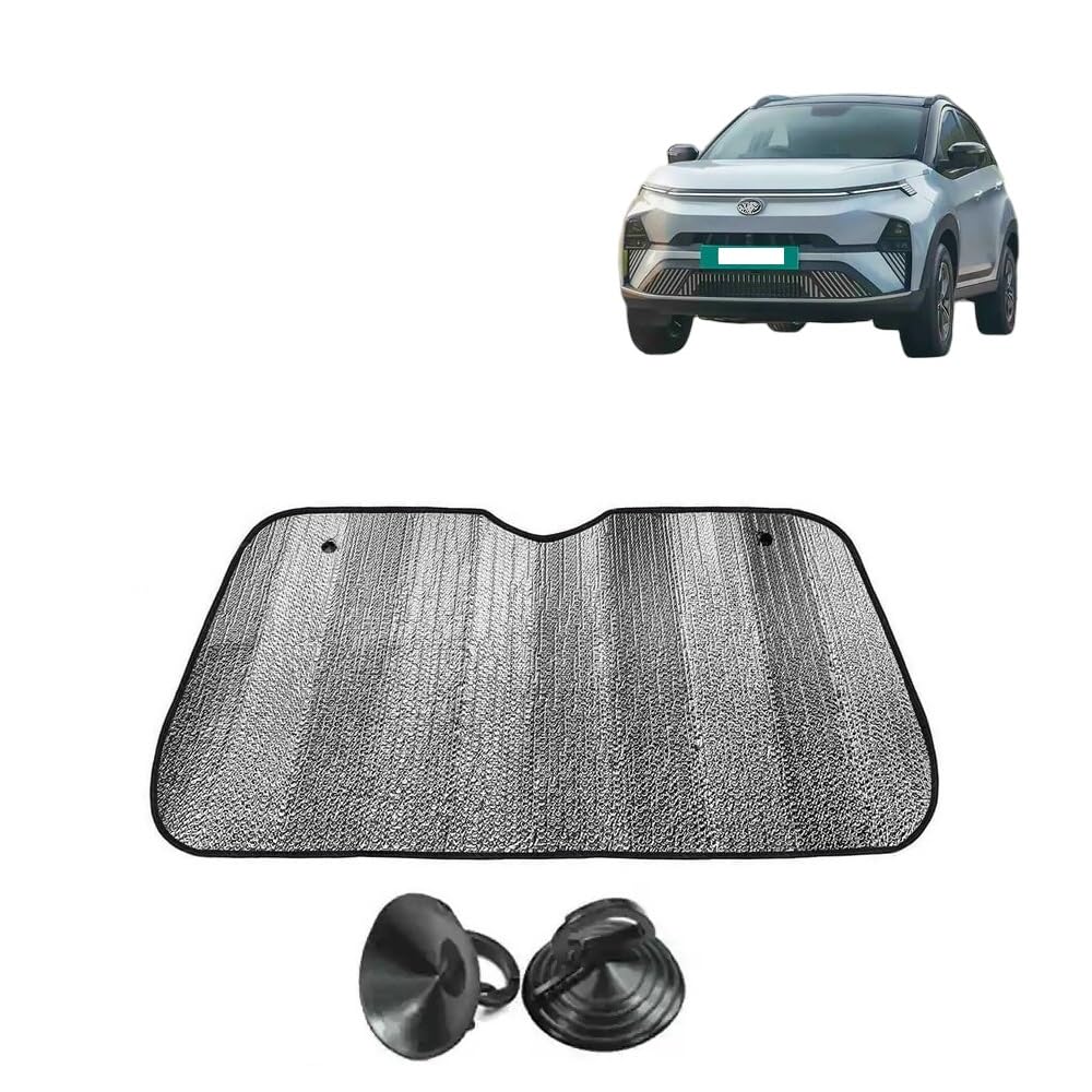 Car Windshield Sun Shade UV Rays Protector Silver Sunshade Solar Reflective Suitable for Nexon EV