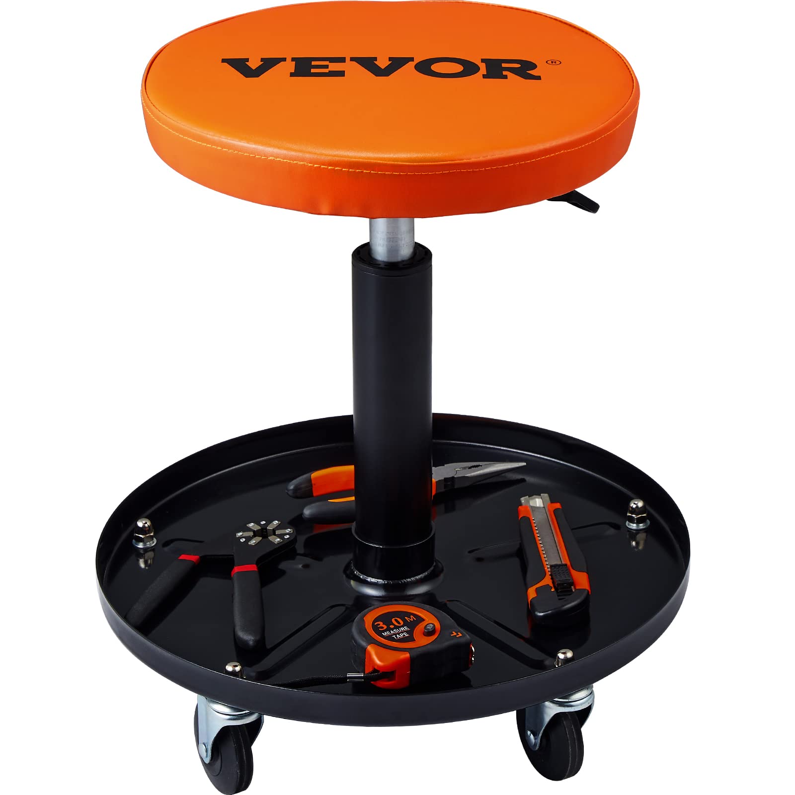 Vevor Mechanic Stool, 250 Lbs Rolling Pneumatic Creeper Garage/Shop Seat, Adjustable Height 16-22 Inch In Padded Rolling Worksho