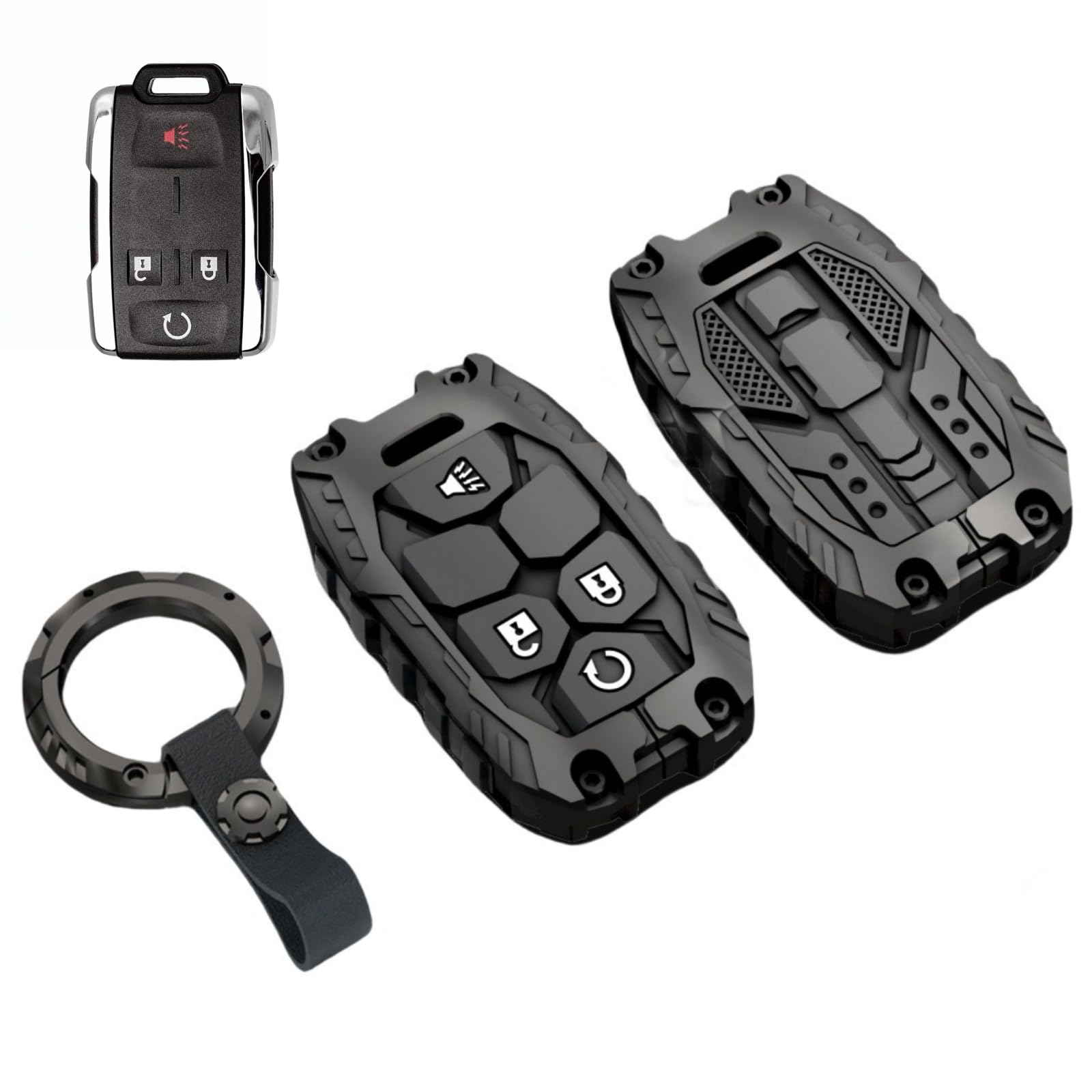 Heavy Key Fob Cover Case Protector for GMC, Keychain, Accessories for GMC Chevy Colorado Silverado Suburban Tahoe Silverado (Typ