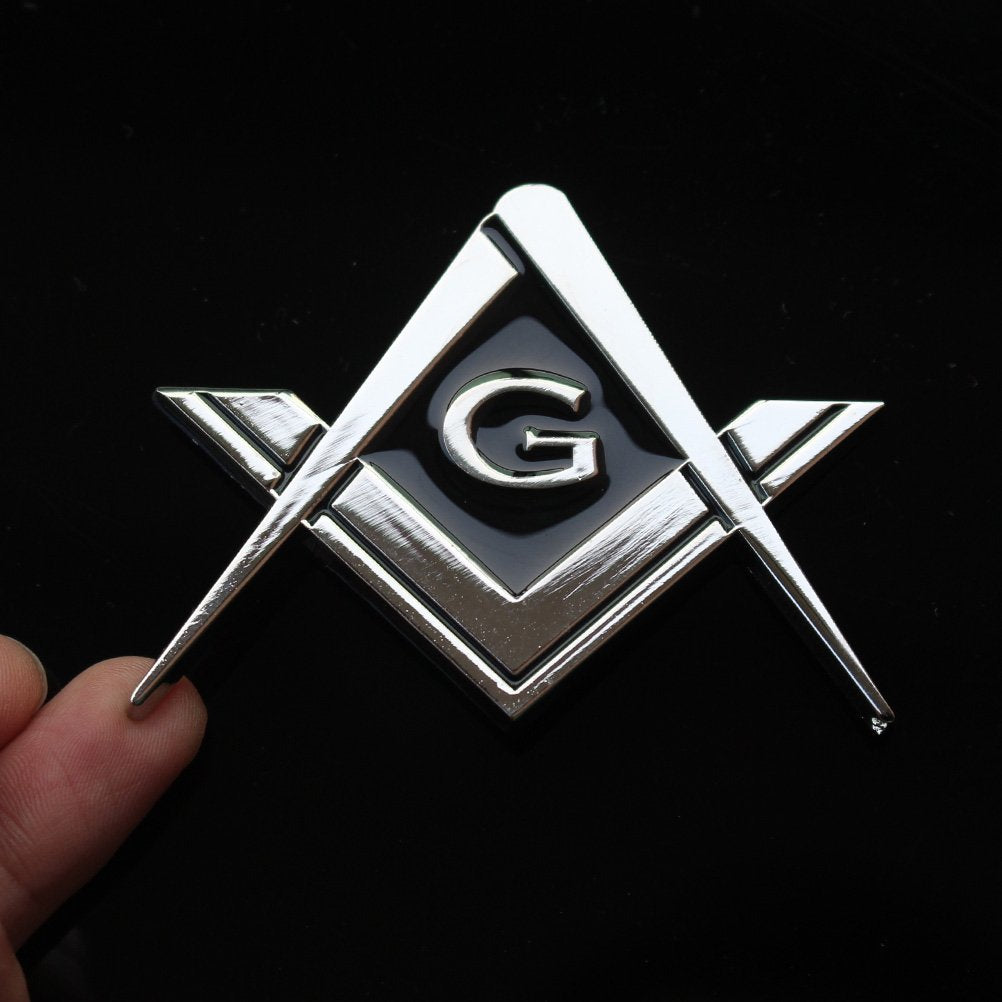 Creatrill 2 Pack 2.75'' Chrome Plated Masonic Car Emblem Mason Square And Compasses Auto Truck Motorcycle Decal Gift Accessories