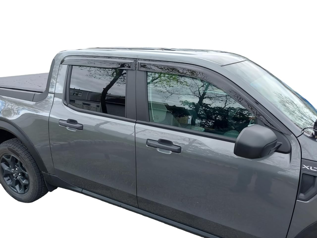 2022-2025 Tape-On Side Window Visor Deflectors for Ford Maverick XL XLT Lariat Smoke Tinted Rain Guards 2023 2024