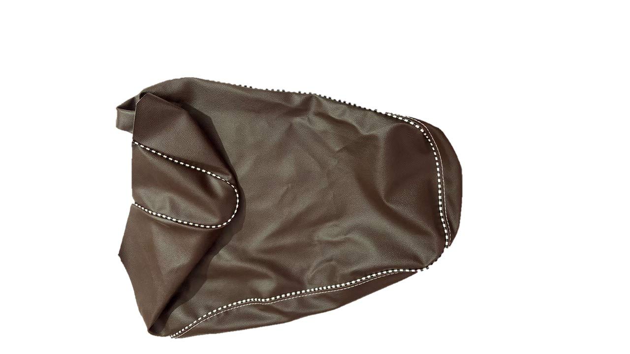 Guance Stapler Fitting PU Leather with Black and White Piping Waterproof Scooty Seat Cover (Brown) for Vespa UC 125