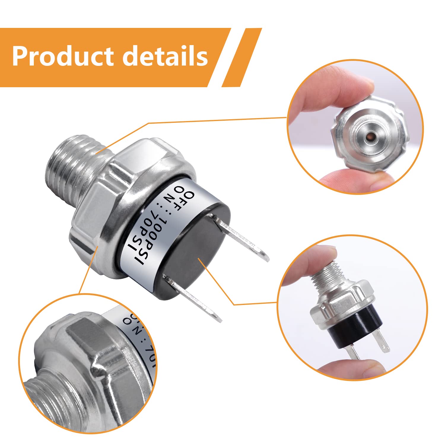 Mankk Air Pressure Switch 70-100 Psi Thread 1/4''Npt 24V 12V Dc Air Compressor Pressure Switch For Air Horn Train 70-100-1/4''Np