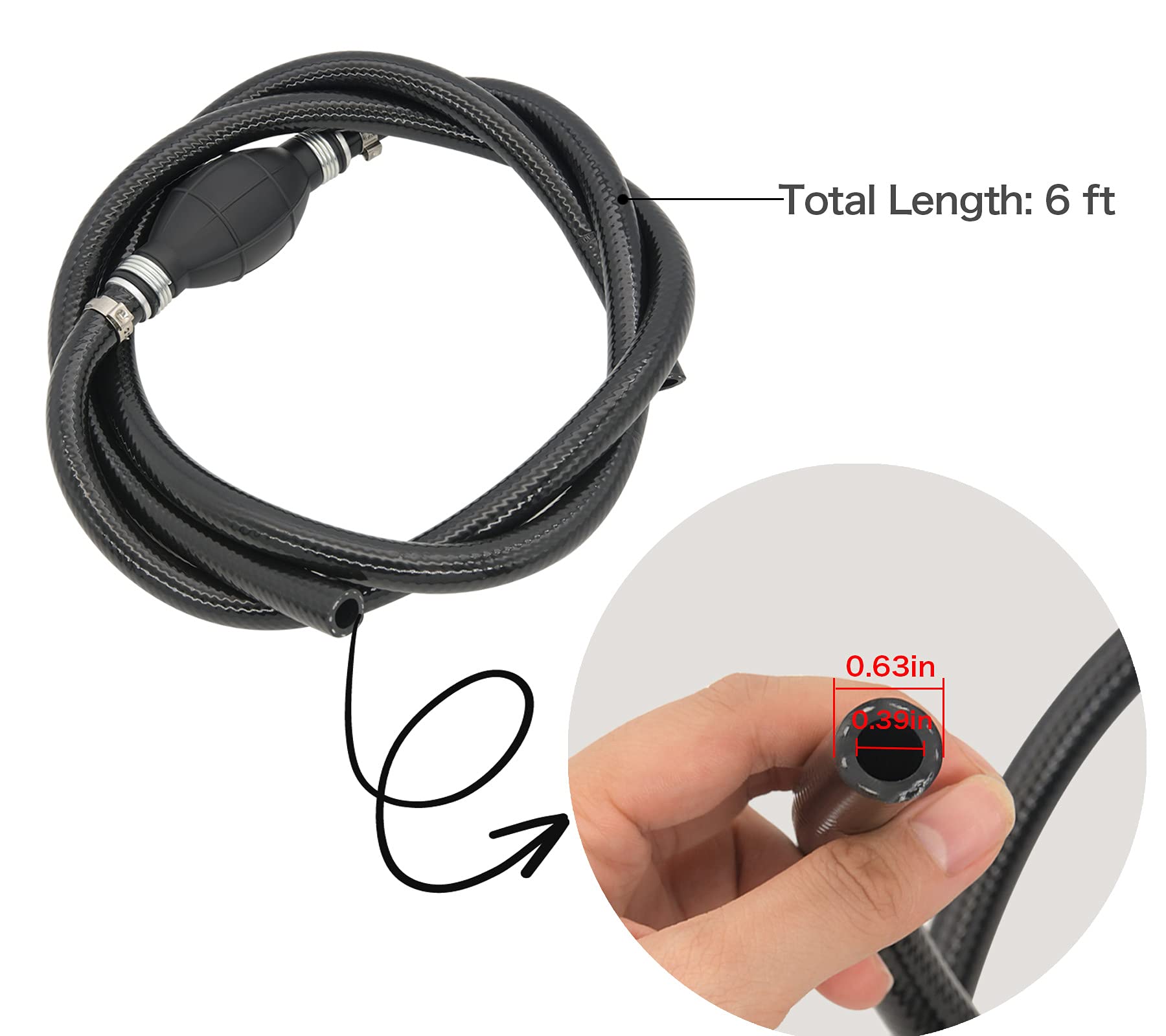 Rain King Fuel Line Assembly, Outboard Motor Inner Diameter 3/8inch Outer 5/8inch Dia Hose Marine Boat RVs Assembly with Primer