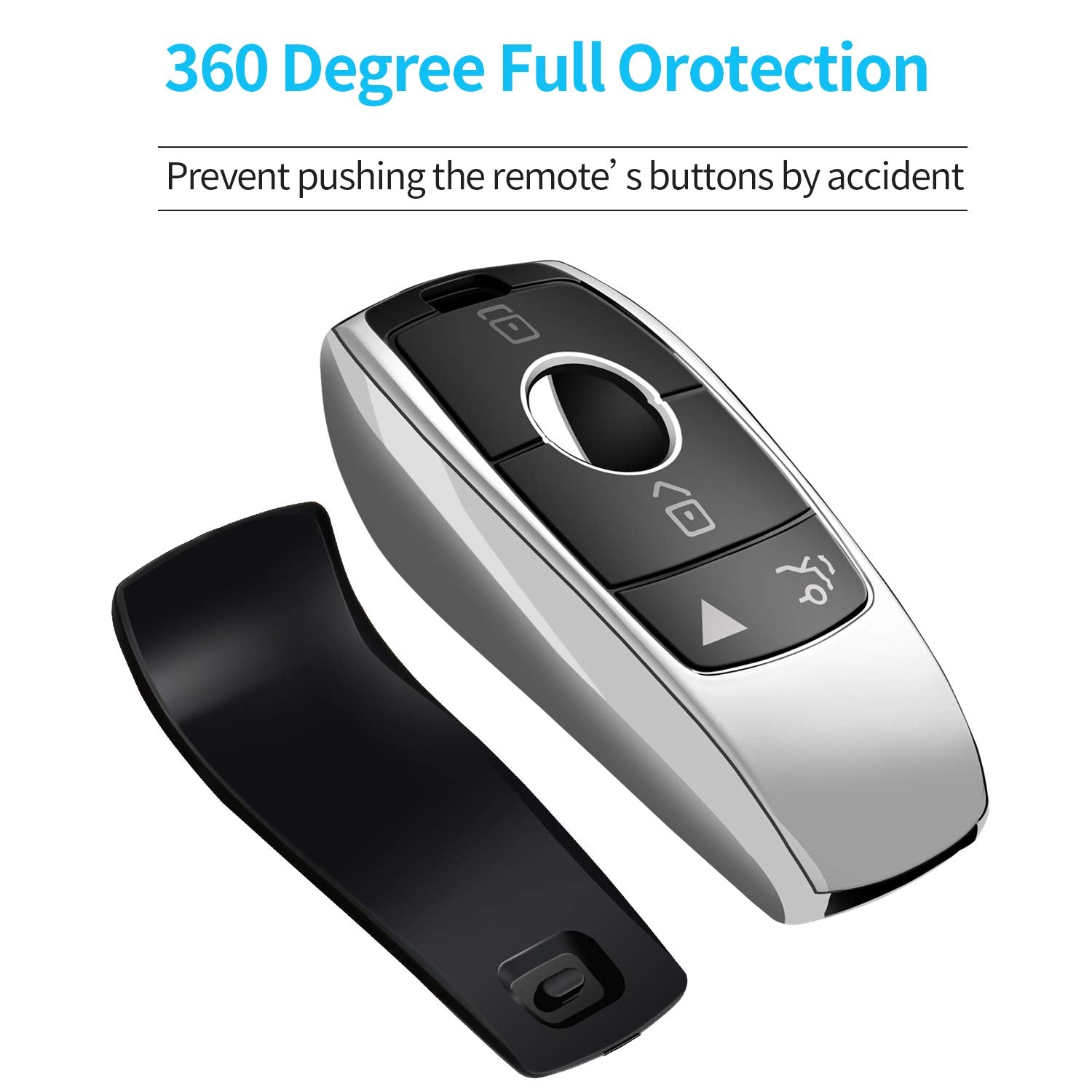 Tukellen Key Fob Cover for Mercedes Benz, Soft TPU Protector, Silver, Compatible with E-Class, S-Class, A-Class, C-Class, G-Class, Model Tukellen00701