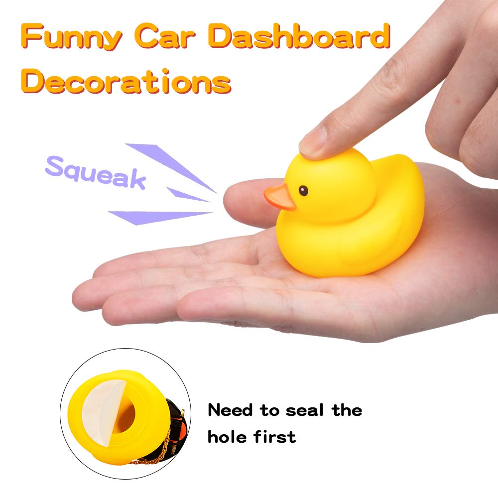 wonuu Rubber Duck Car Ornaments Yellow Duck Car Dashboard Decorations with Propeller Helmet (2Pack-Shark&Duck)