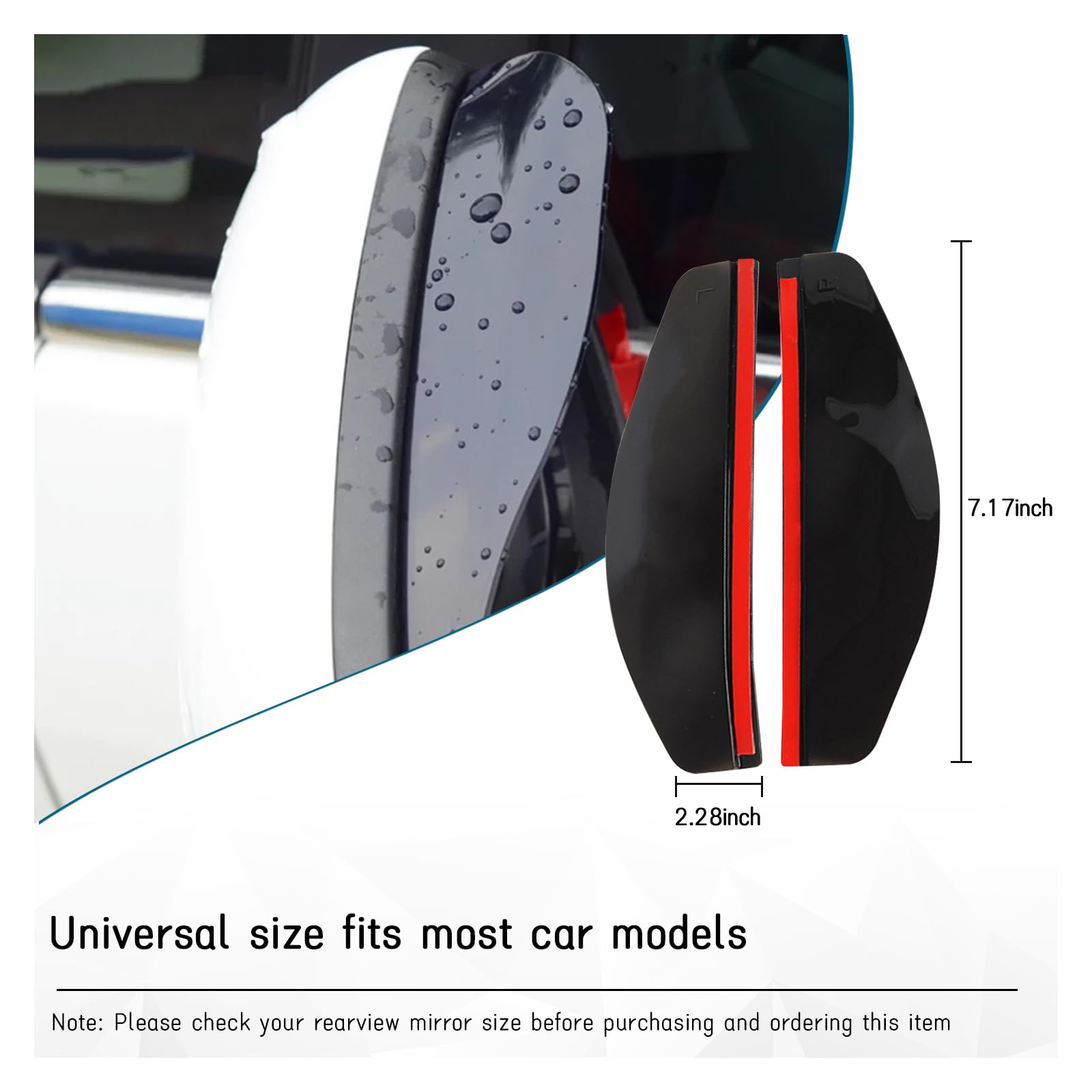 Dickno 2 Pcs Car Mirror Rain Visor Guard, Carbon Fiber Side Mirror Rain Visor Eyebrow, Waterproof Side Rear View Mirror Protecte