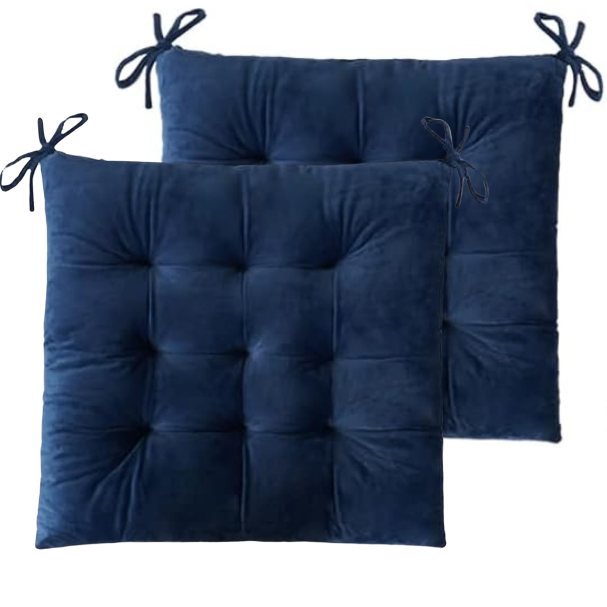 9villa Velvet Square Chair Pads | Chair Cushion | Soft & Comfortable Sitting | Microfiber Square Chair Pad with Ties Soft Seat C