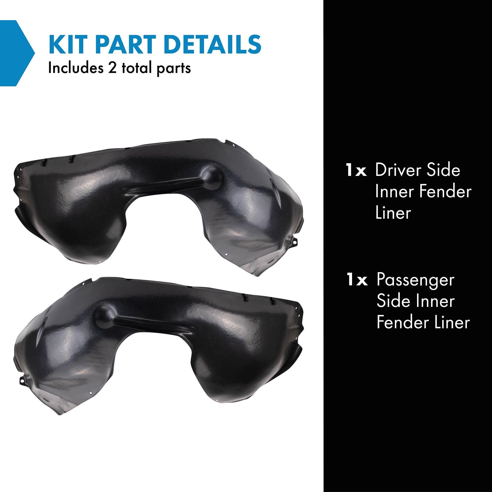 Trq Inner Fender Liner Set Compatible With 2004-2011 Volvo S40 Vo1250100 Vo1251100