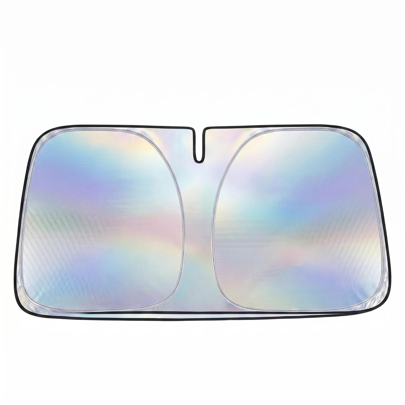 URJIX Heat Reducing Foldable Windshield Sunshade DoublePanel Front Windshield Sunshade Rectangular Car Sun Visor Rounded Corner