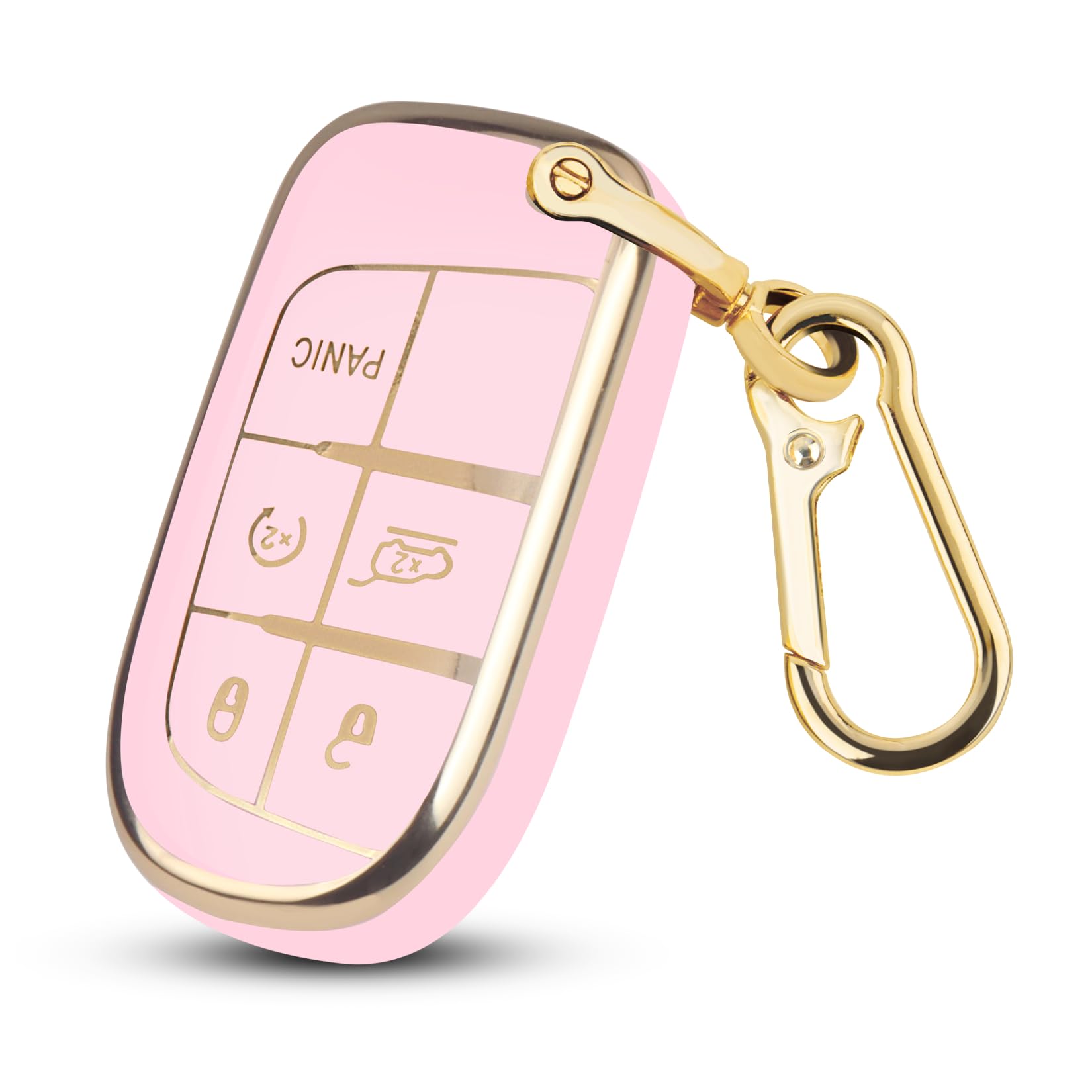 QBUC for Jeep Key Fob Cover with Keychain Soft TPU Protection Compatible with Jeep Grand Cherokee Renegade Compass and Dodge Cha