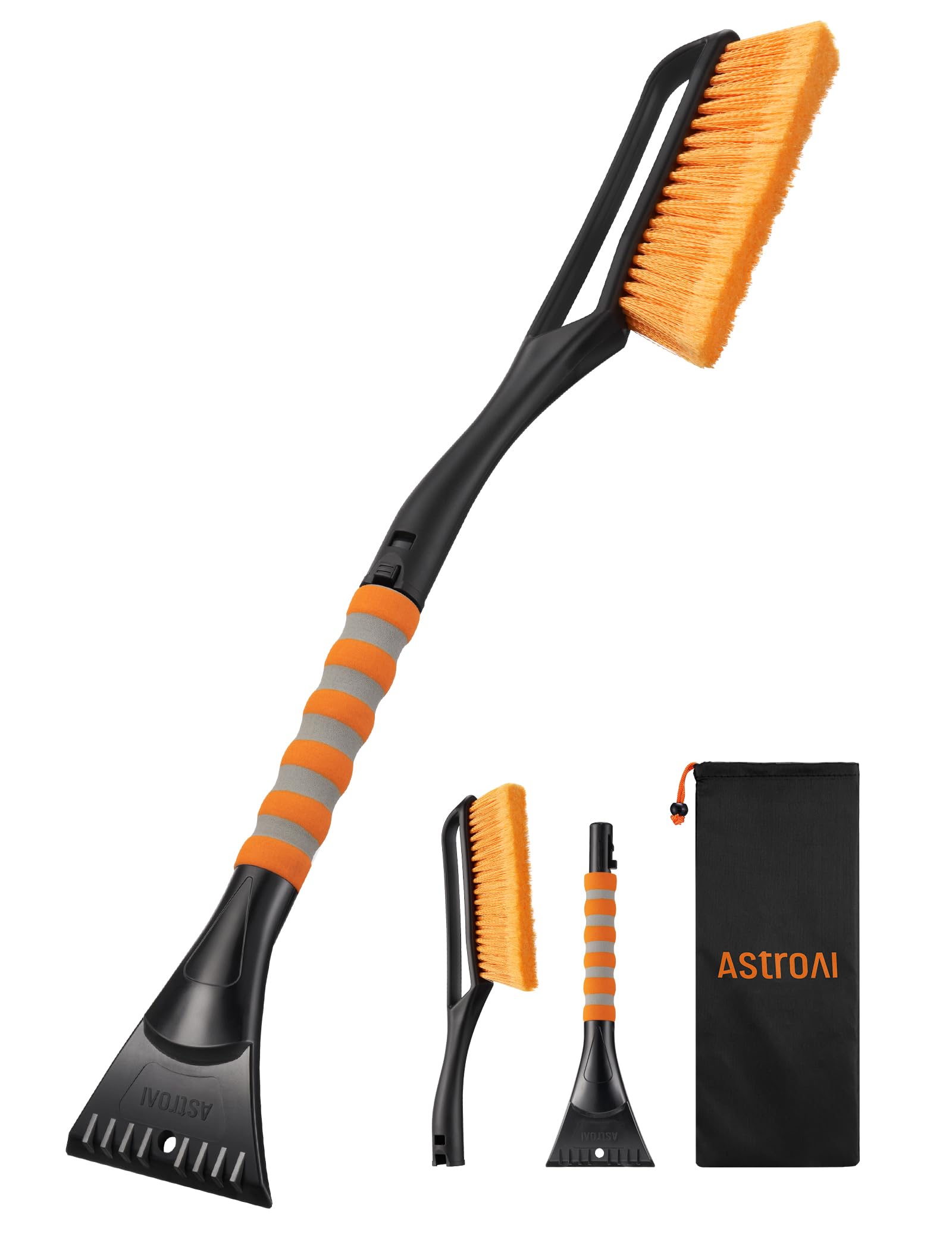 AstroAI 27'' Snow Brush and Ice Scraper for Car Windshield,Detachable Snow Scrapers with Ergonomic Foam Grip for Cars, Trucks, S