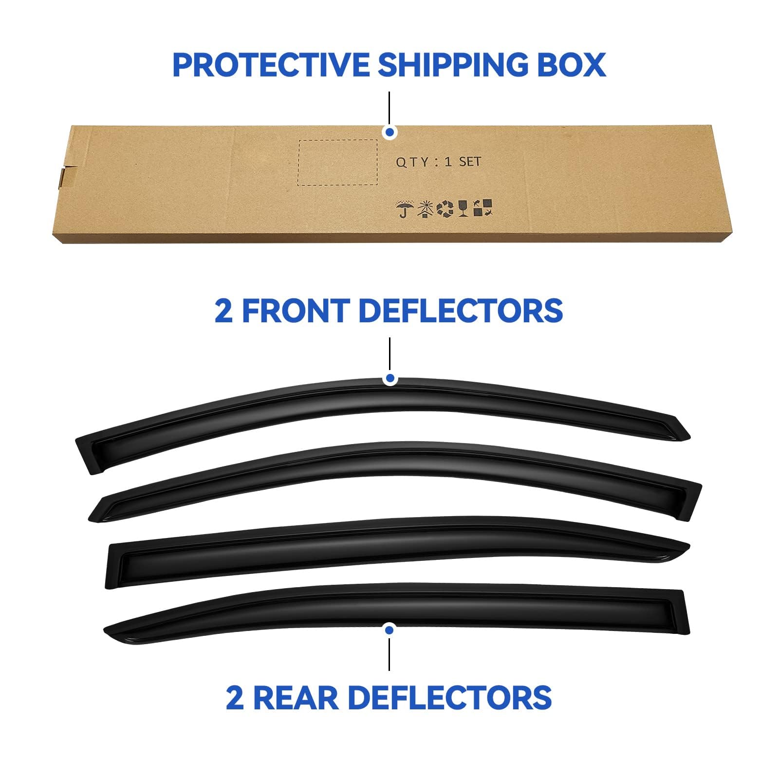 YQAUTEC Window Visors Rain Guards Shield for 2008-2017 Honda Accord, Out-Channel Window Vent Wind Deflectors Visors Shades for 0