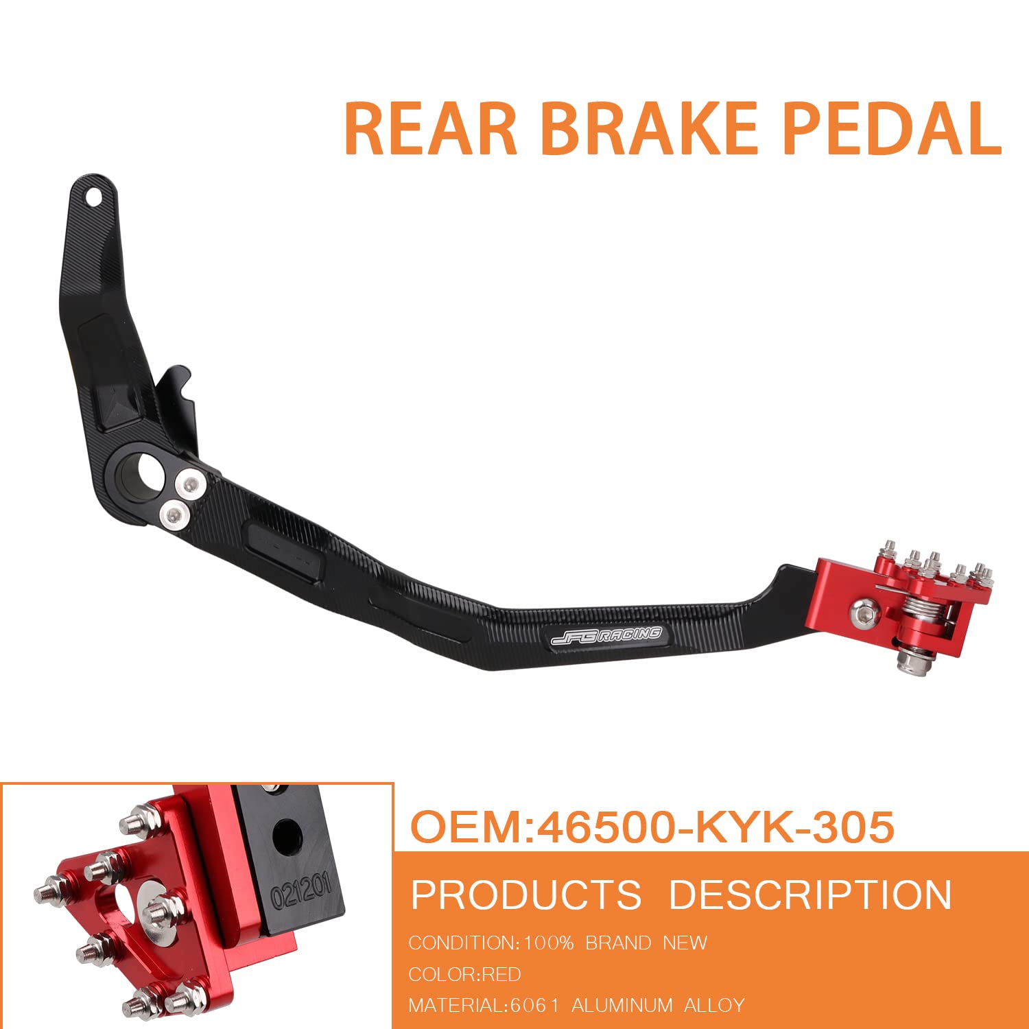 JFG RACING Motorcycle Folding Rear Brake Foot Pedal Lever CNC, Aluminum, Red, for CRF110 F 2013-2022, Model A13190238