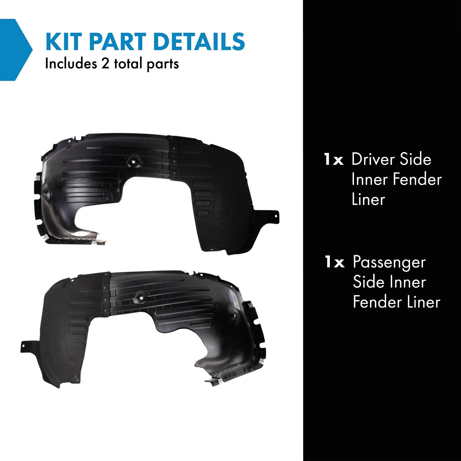 Trq Inner Fender Liner Set Compatible With 2016-2018 Kia Optima Ki1248152 Ki1249152