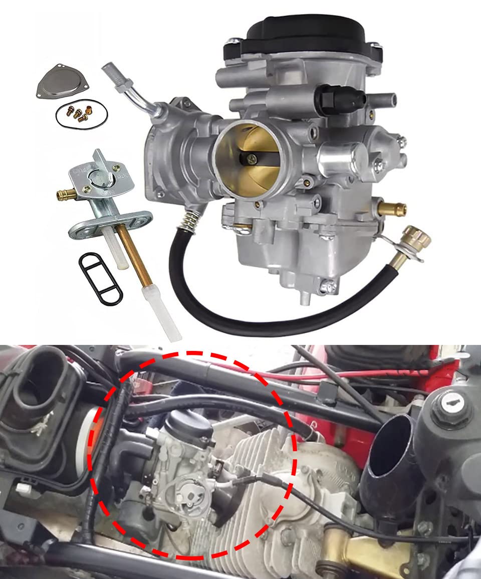 YFM400 Carburetor Fits For Yamaha Grizzly 450 Carb YFM450 YFM 450 Big Bear 400 2X4 4X4 YFM400 with Fuel Tank Switch Valve Petcoc