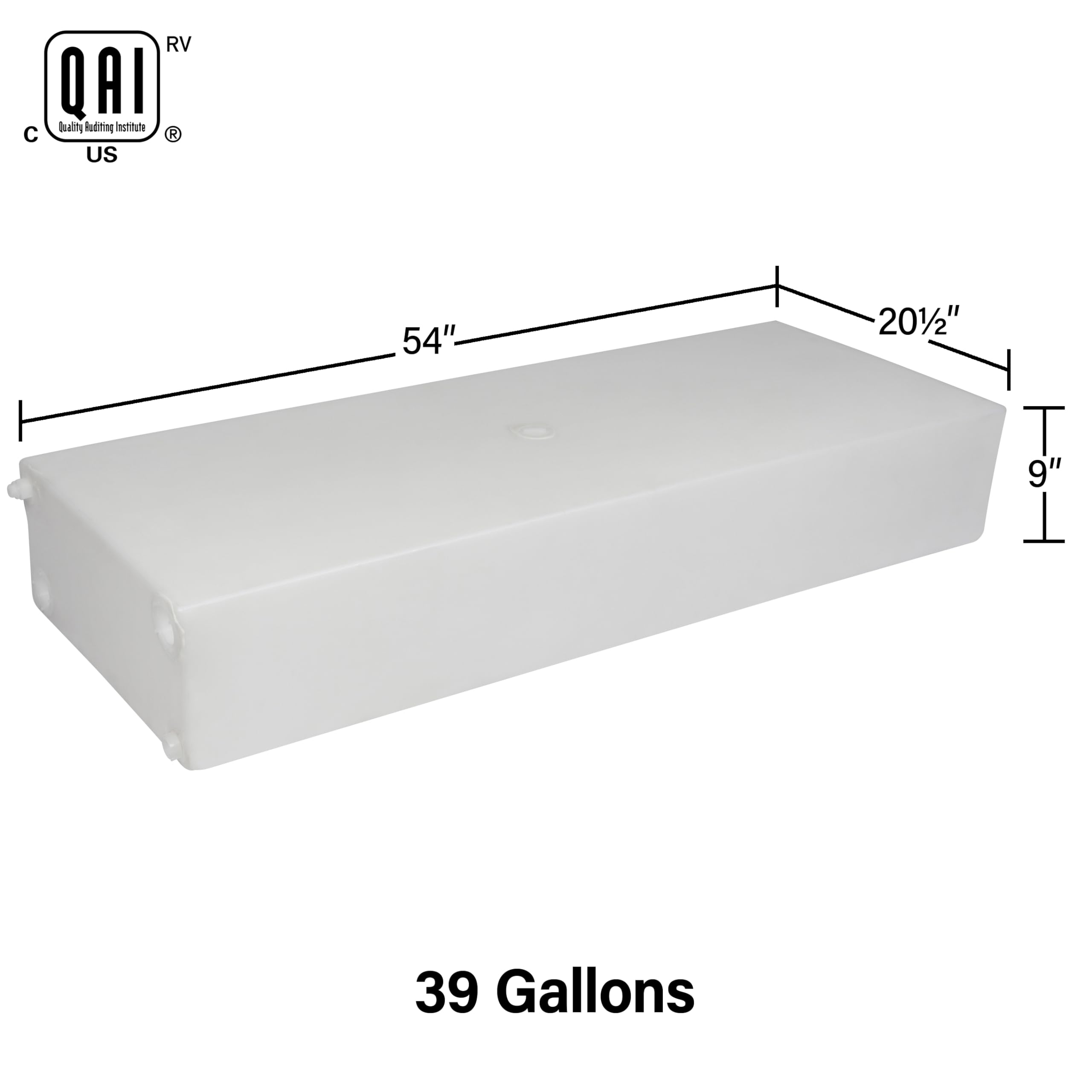 Ameri-Kart 39 Gallon RV Fresh Water Tank - Potable Plastic Water Storage, Cube Shape, White, Model W0199, Ideal for Campers & RVs