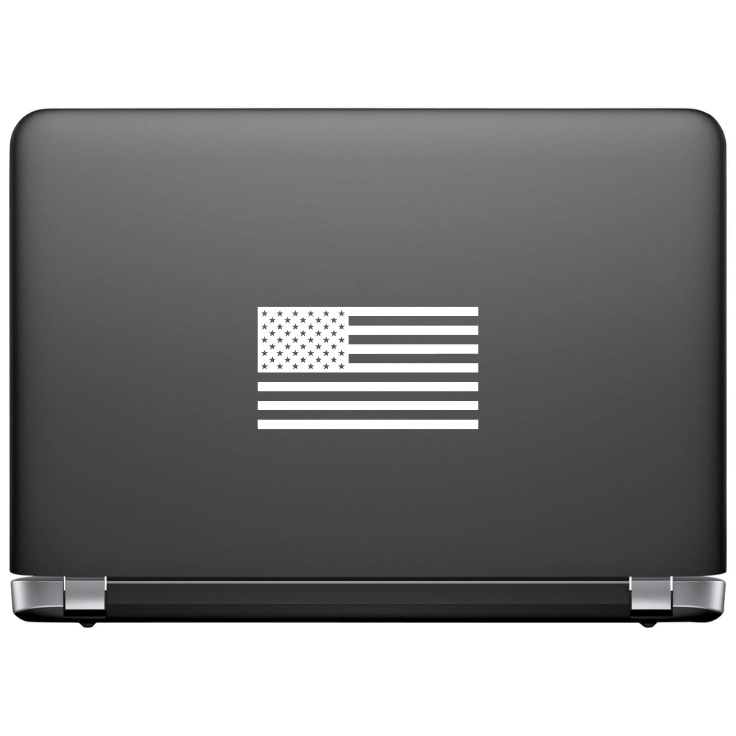 American Us Flag [Pick Color/Size] Vinyl Decal Sticker For Laptop/Car/Truck/Window/Bumper (7.5In X 4.2In, Gloss White)