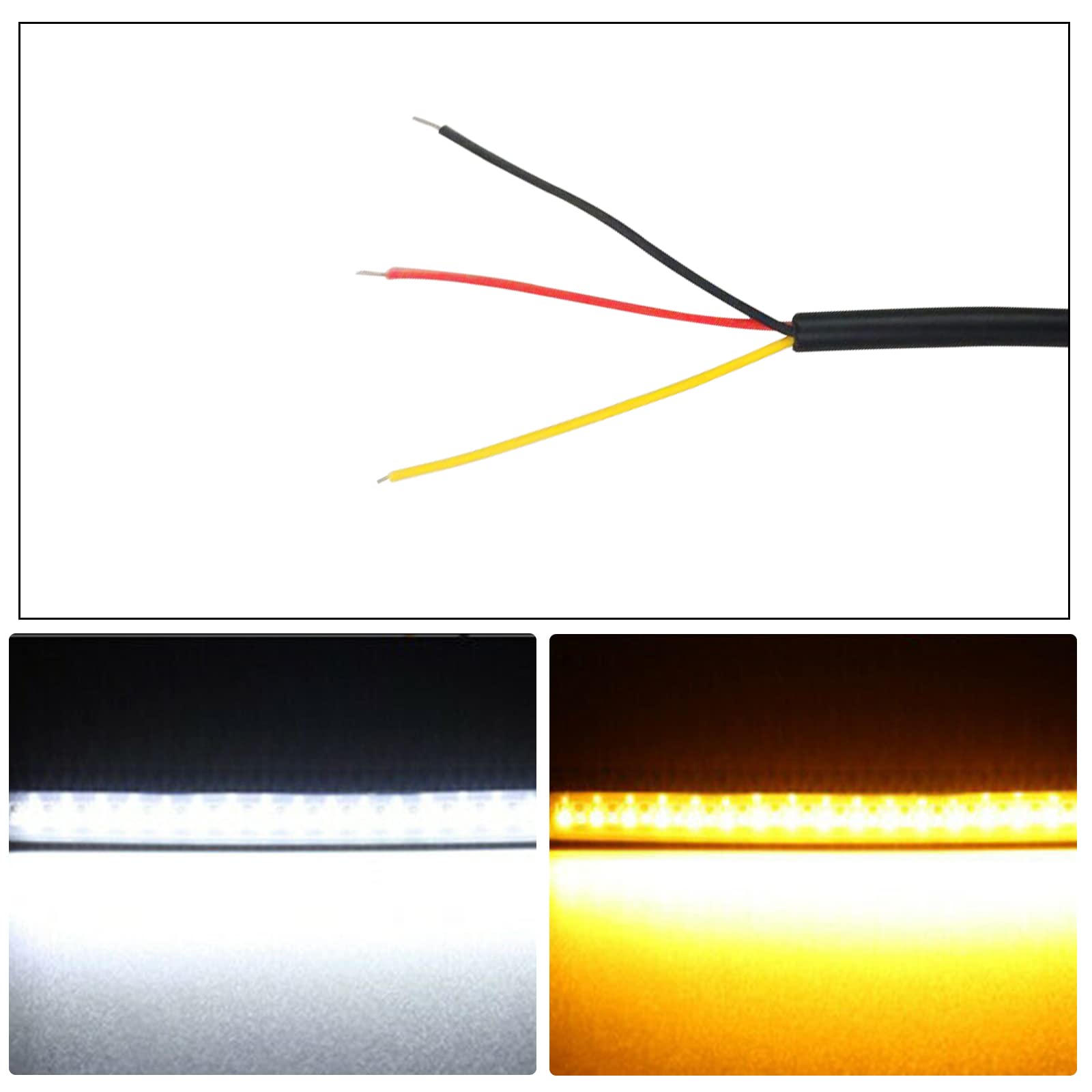 YOMTOVM 2PCS Motorcycle LED Turn Signal Light, Fork Turn Signal DRL Daytime Running Lights Flexible Switchback Dual-Color (White