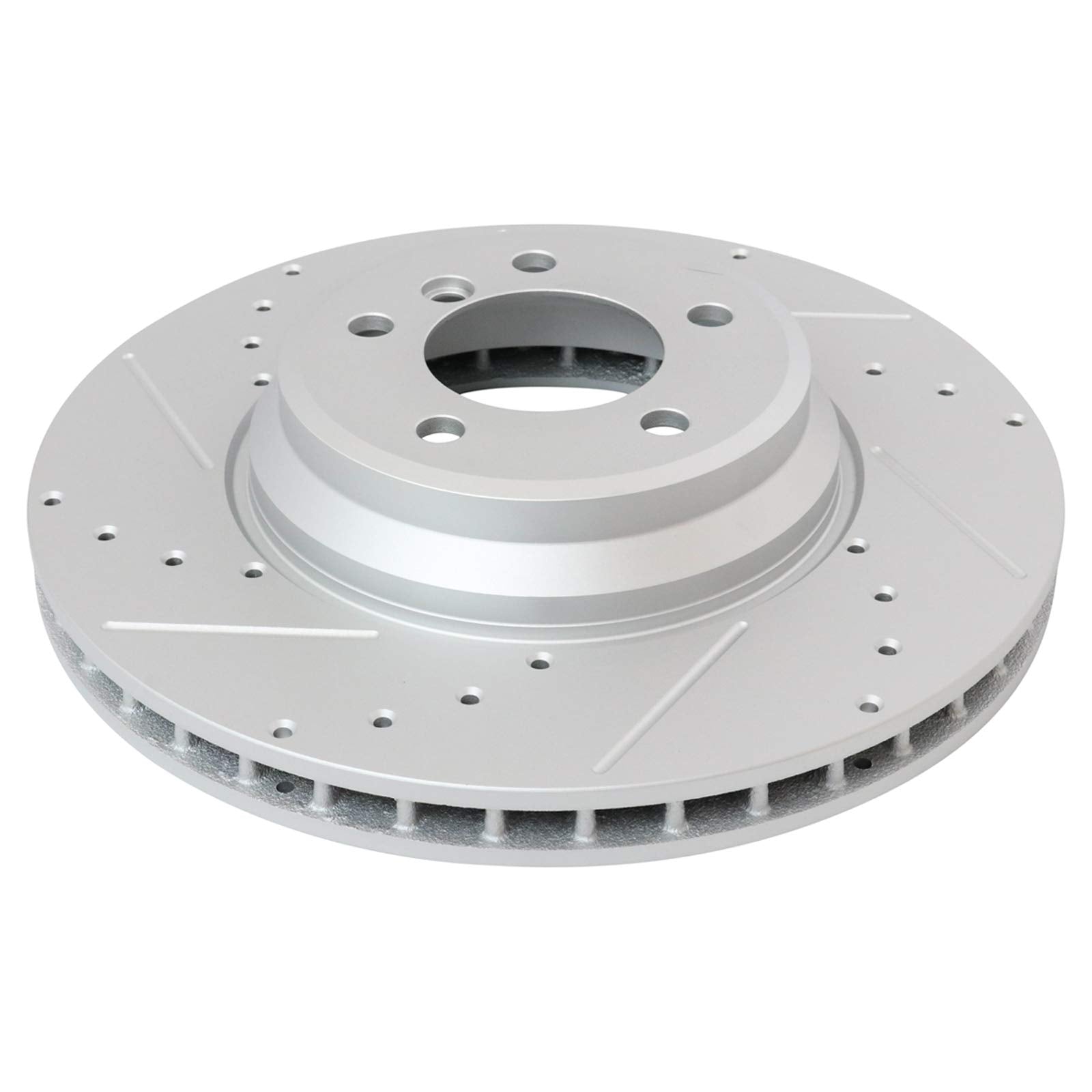 Trq Front Performance Brake Rotors Set Premium G-Coated Cross Drilled & Slotted Compatible With 2009-2011 Bmw 335D 2007-2013 335