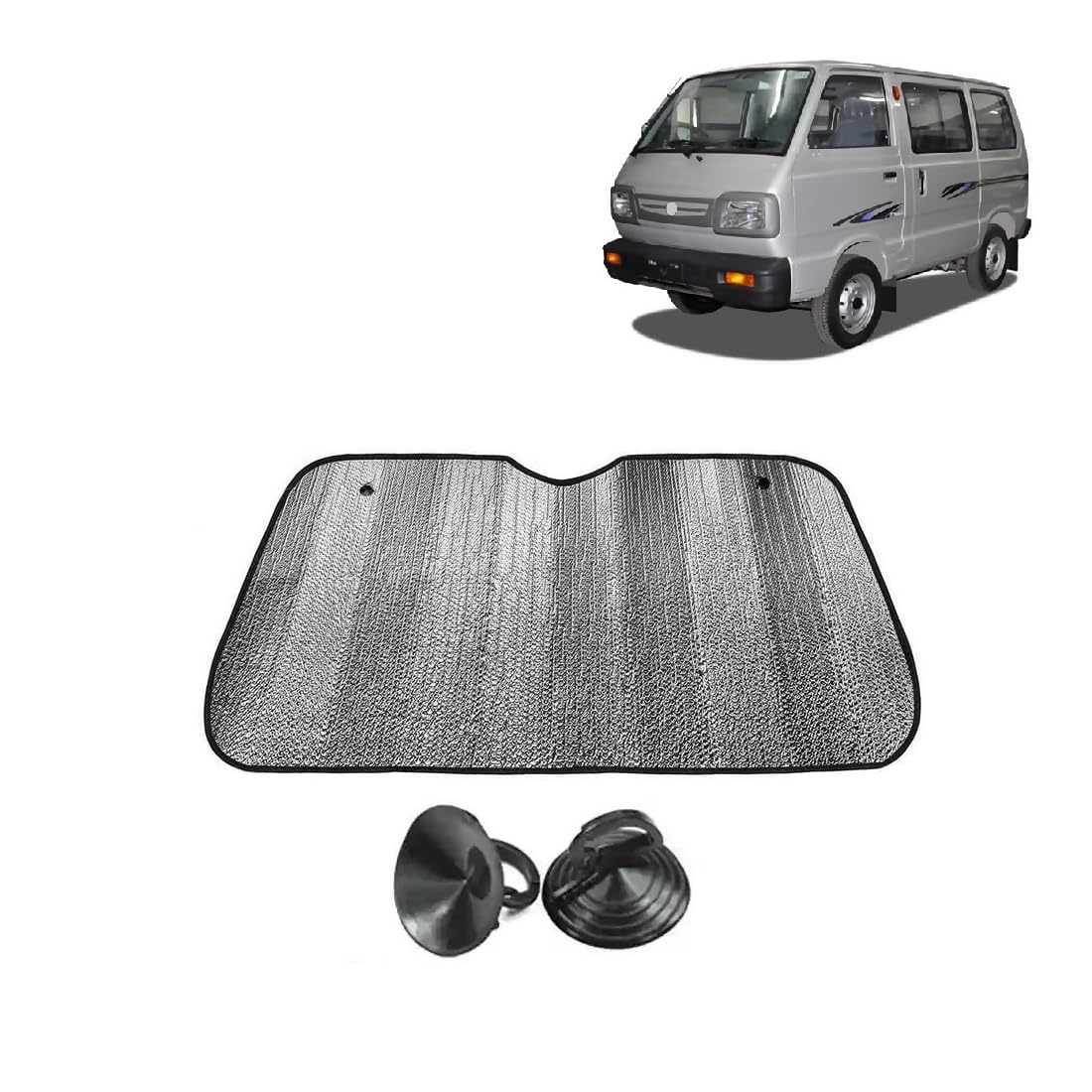 Car Windshield Sun Shade UV Rays Protector Silver Sunshade Solar Reflective suitable for Maruti Omni