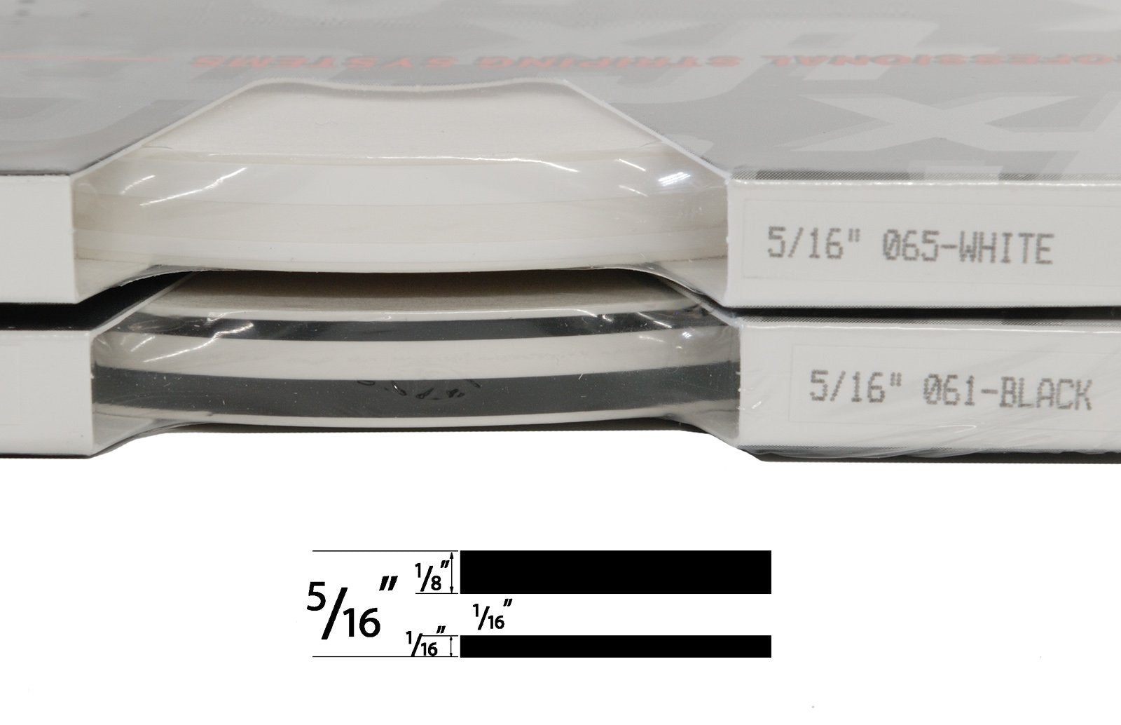 Universal TFX Dual Pinstripe Vinyl Tape, 5/16" x 150', 1/8" Stripe & Gap, 1/16" Stripe, Color 065-White